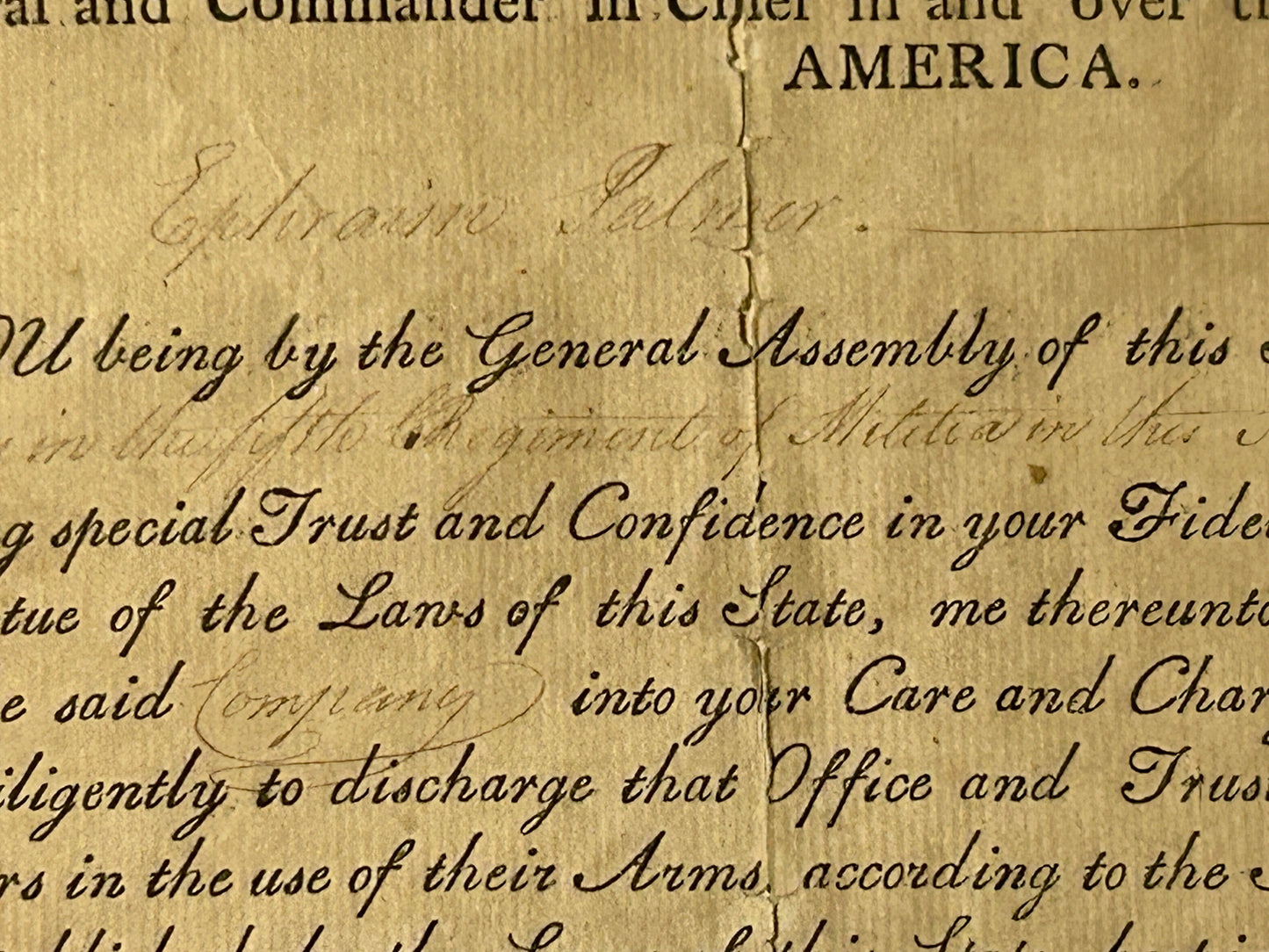 JONATHAN TRUMBLE 1807 CONNECTICUT GOVERNOR SIGNED MILITARY COMMISSION