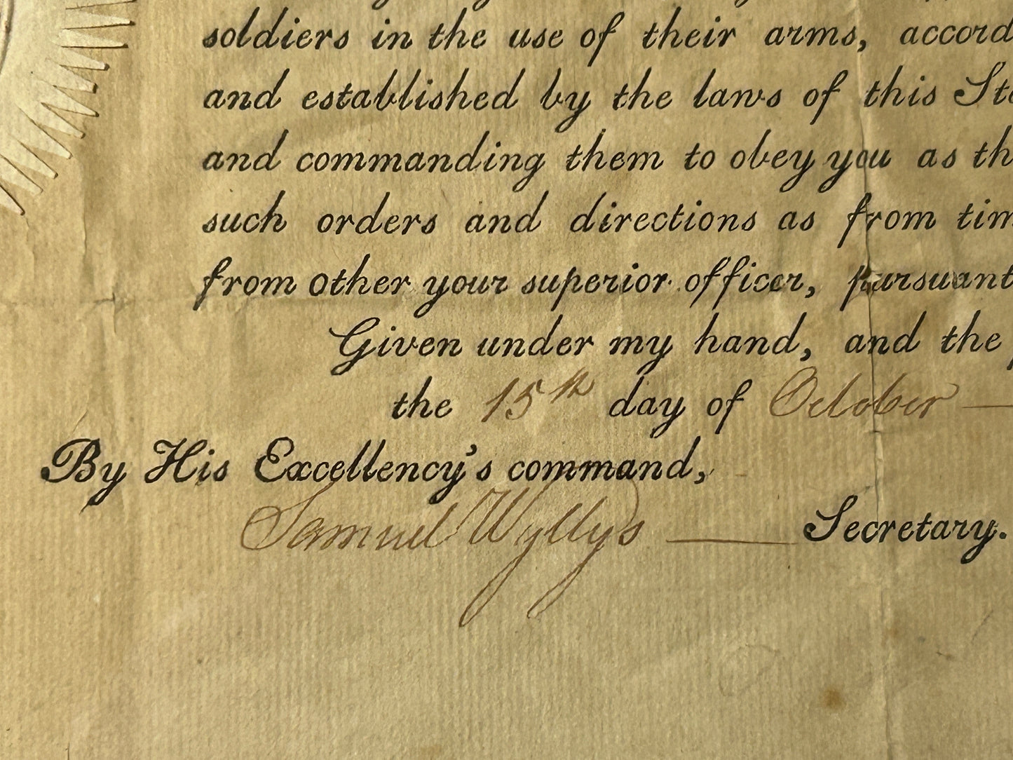 1805 JONATHAN TRUMBLE CONNECTICUT GOVERNOR SIGNED MILITARY COMMISSION FOR ENSIGN