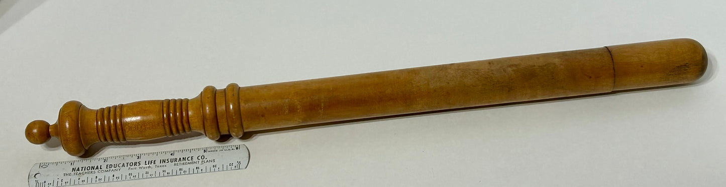 WOODEN BILLY CLUB WITH GLASS BOOZE VIAL INSIDE