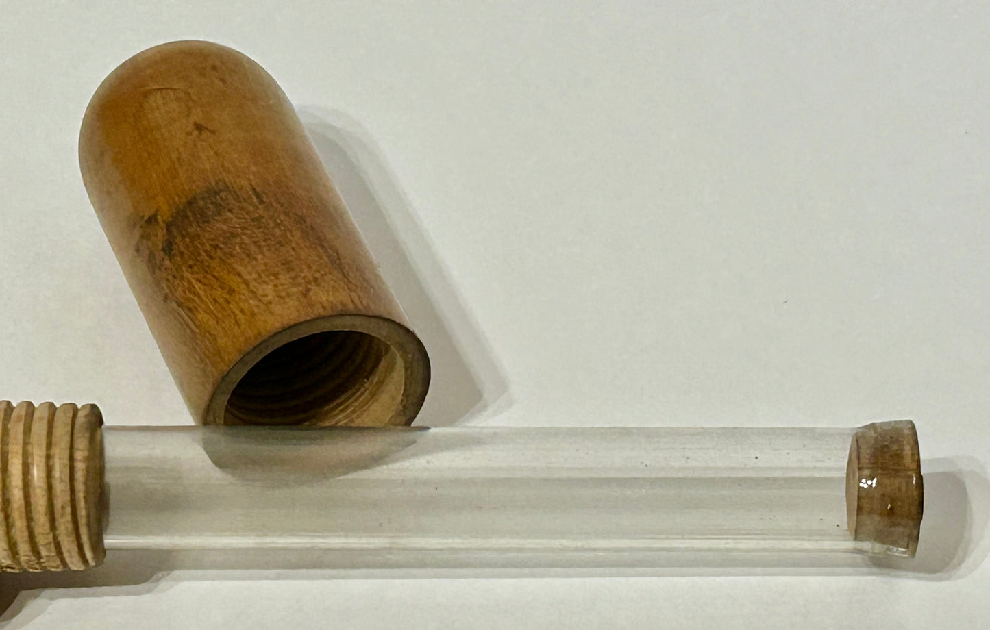 WOODEN BILLY CLUB WITH GLASS BOOZE VIAL INSIDE