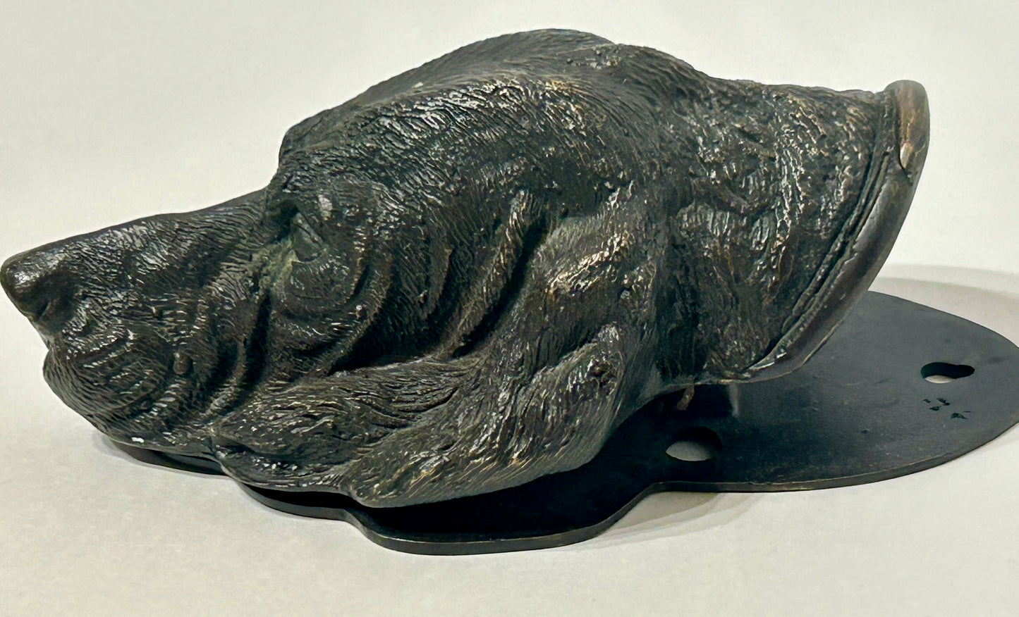 ANTIQUE LARGE DOG BRONZE BILL CLIP