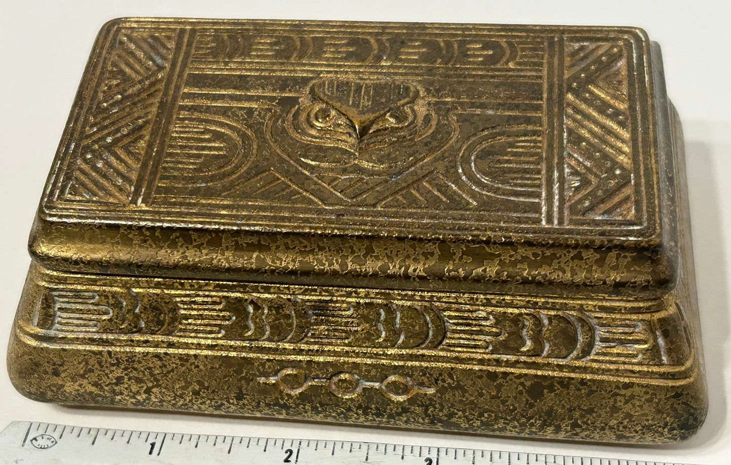 TIFFANY STUDIO INDIAN PATTERN STAMP BOX