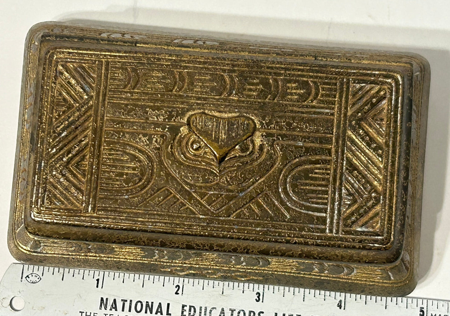 TIFFANY STUDIO INDIAN PATTERN STAMP BOX