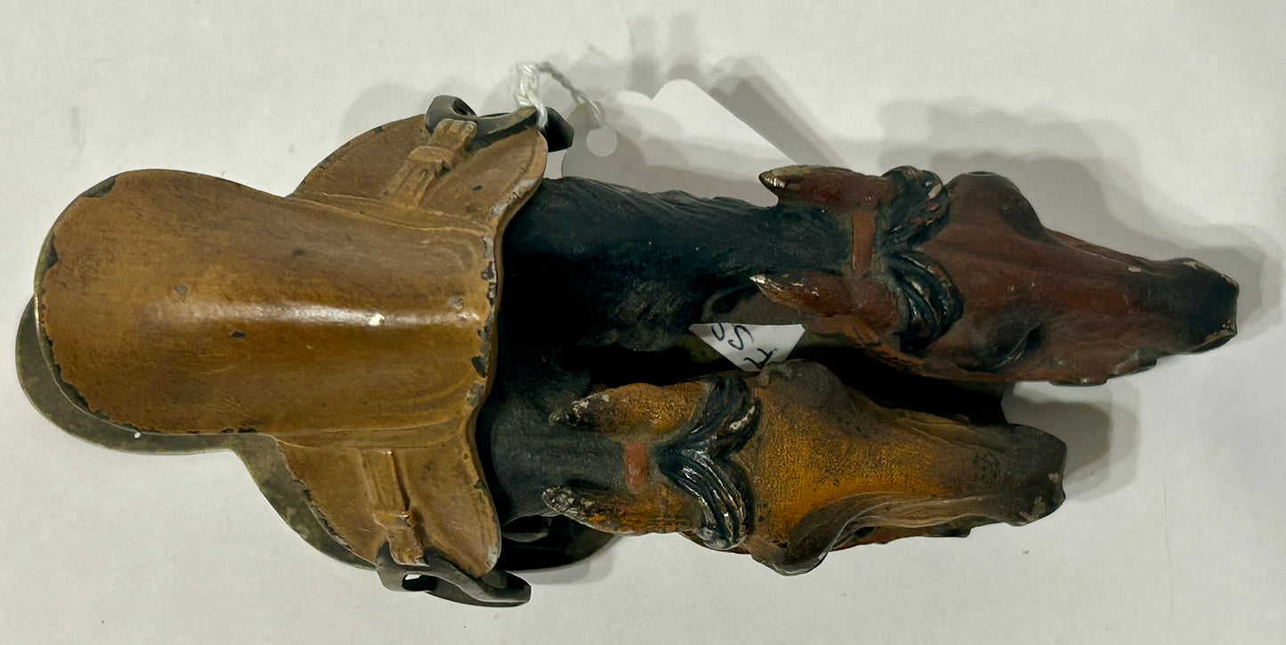 HORSES & SADDLE ANTIQUE METAL BILL CLIP