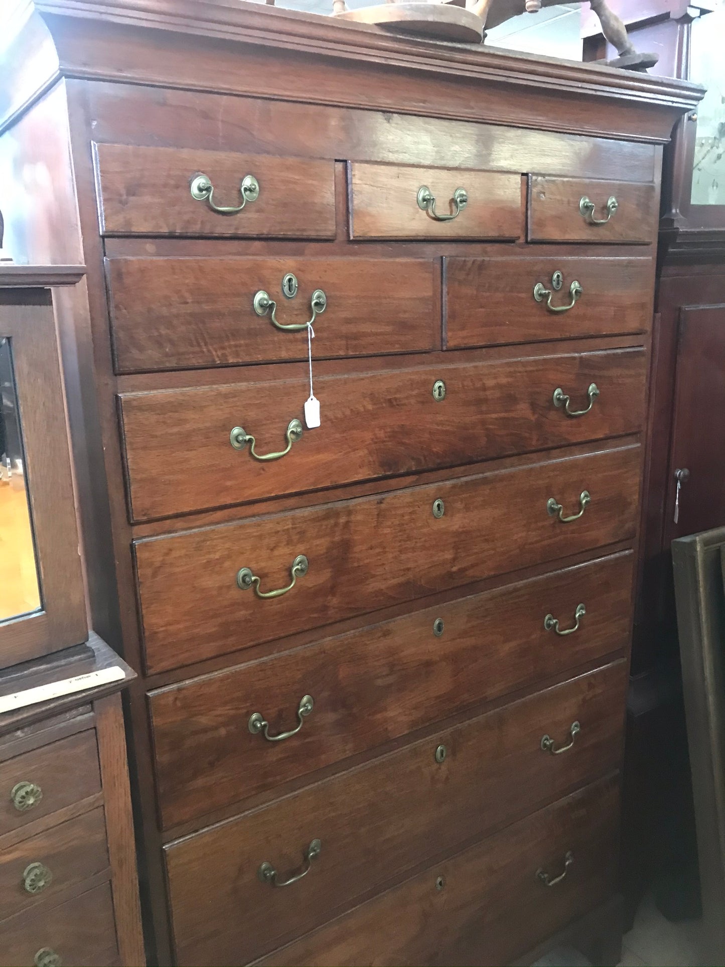 LATE 1700's AMERICAN TEN DRAWER CHEST OF DRAWERS