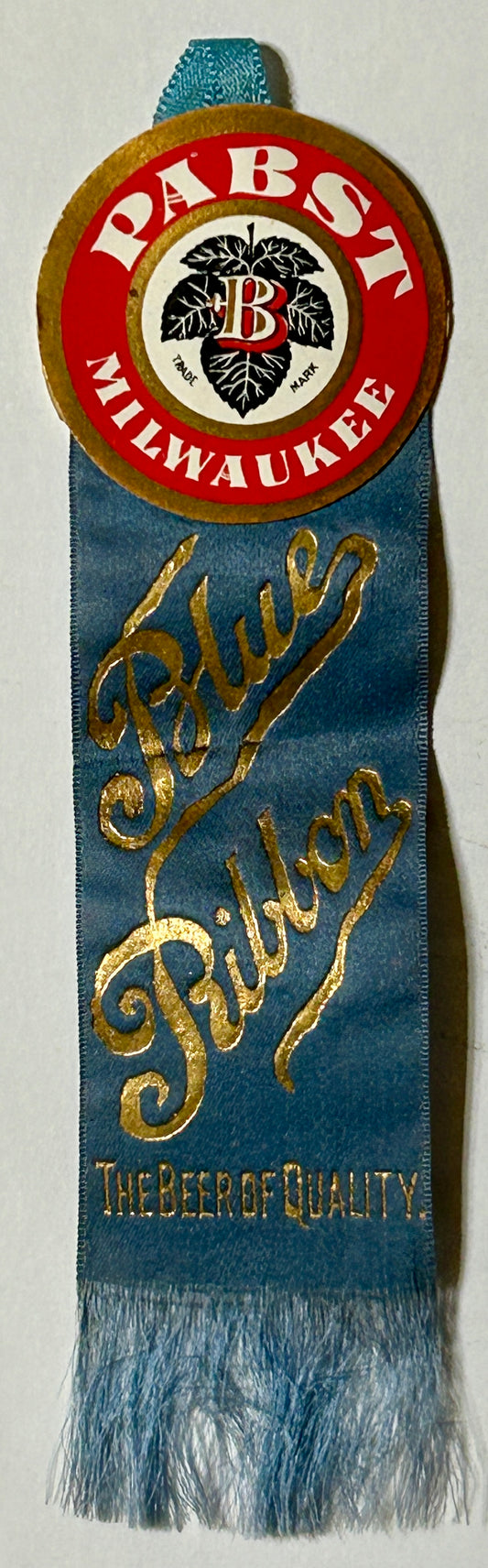 PABST BLUE RIBBON BEER ANTIQUE SILK BOTTLE RIBBON