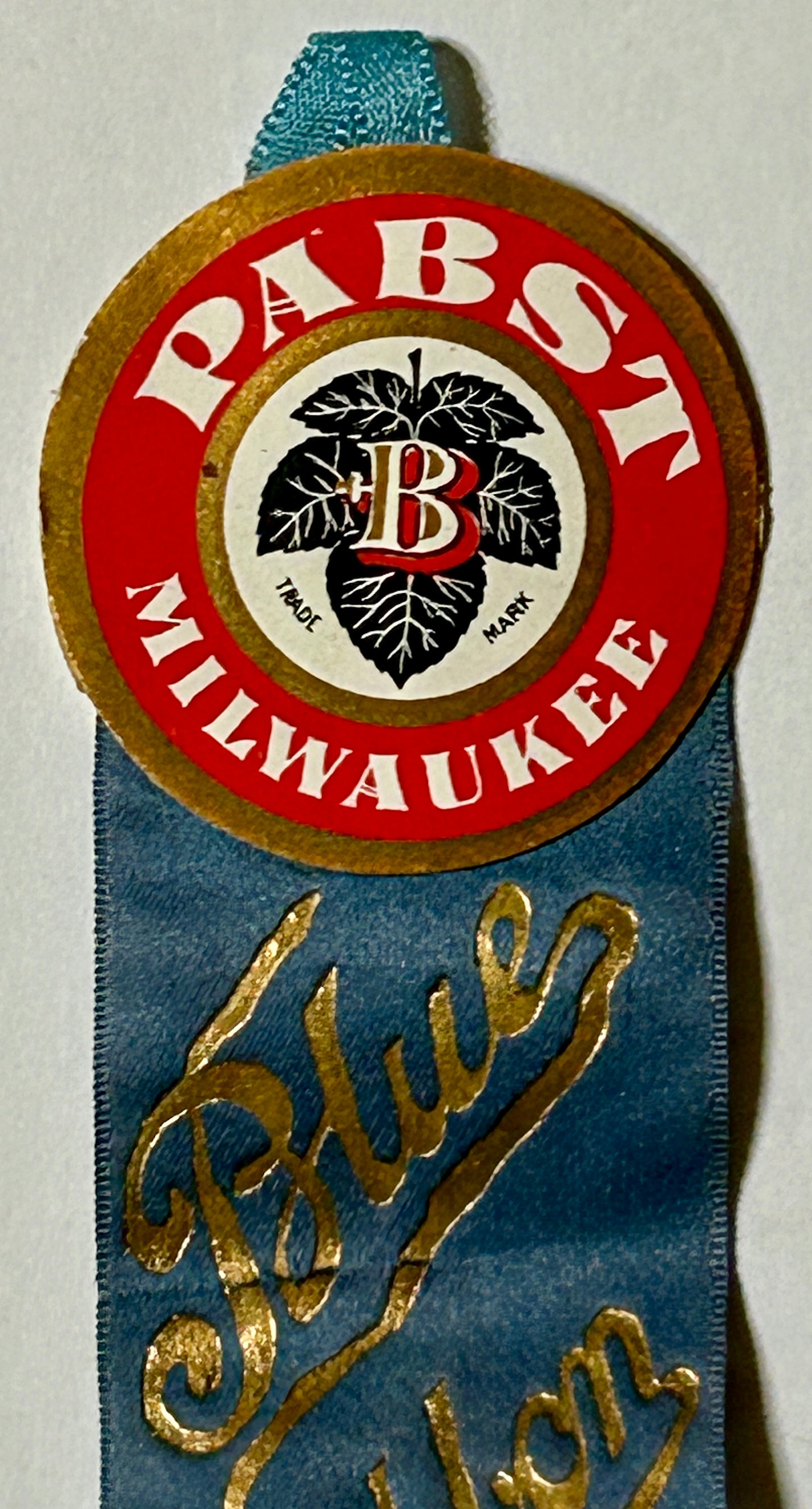 PABST BLUE RIBBON BEER ANTIQUE SILK BOTTLE RIBBON