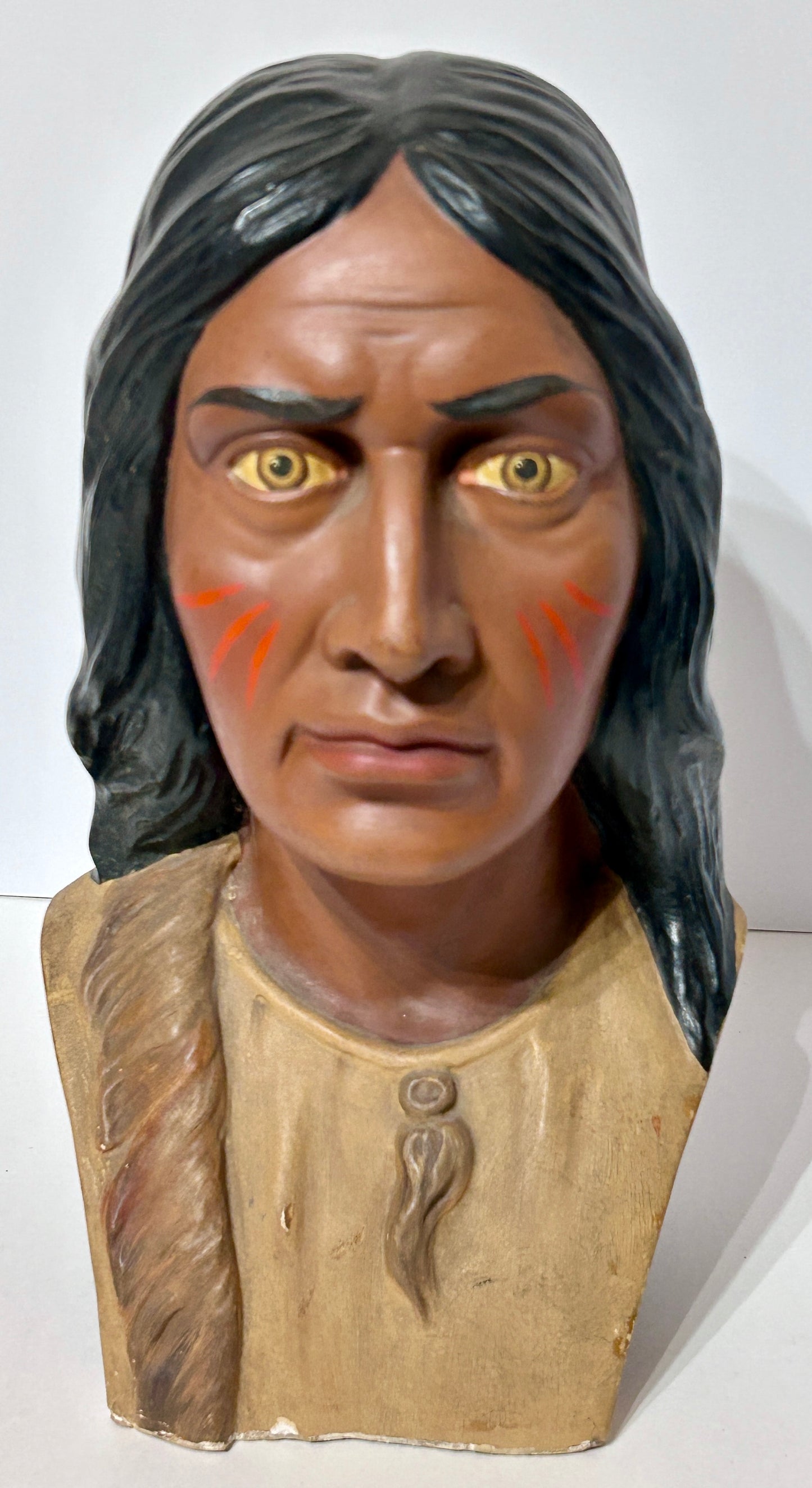 ANTIQUE PLASTER NATIVE AMERICAN "INDIANER" BUST