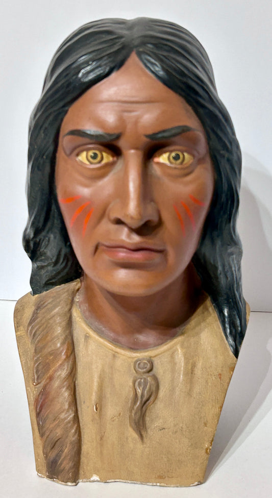 ANTIQUE PLASTER NATIVE AMERICAN "INDIANER" BUST