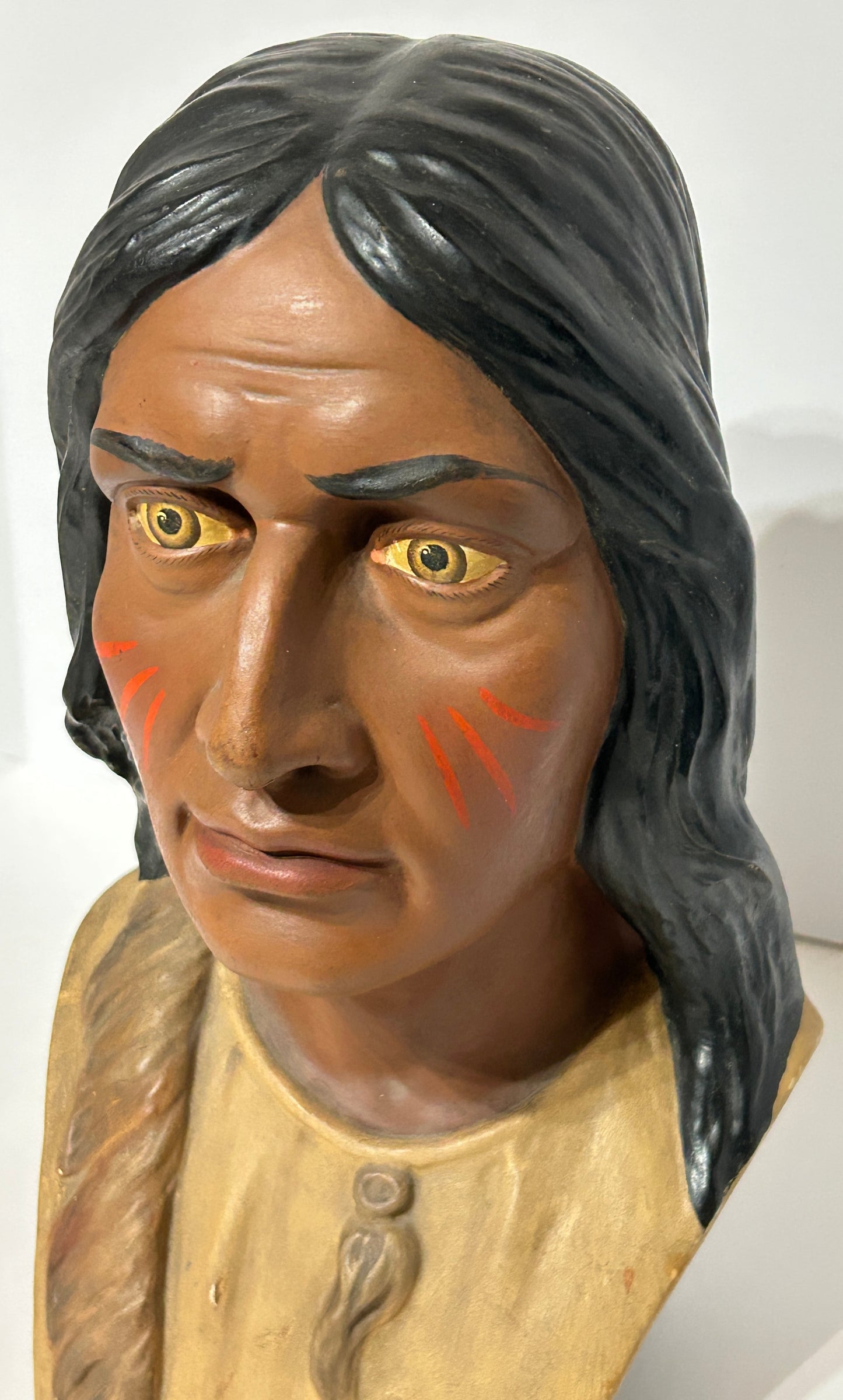 ANTIQUE PLASTER NATIVE AMERICAN "INDIANER" BUST