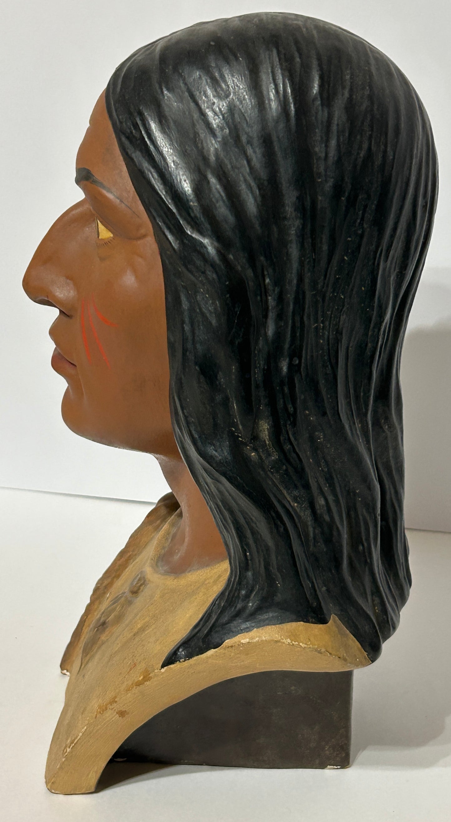 ANTIQUE PLASTER NATIVE AMERICAN "INDIANER" BUST