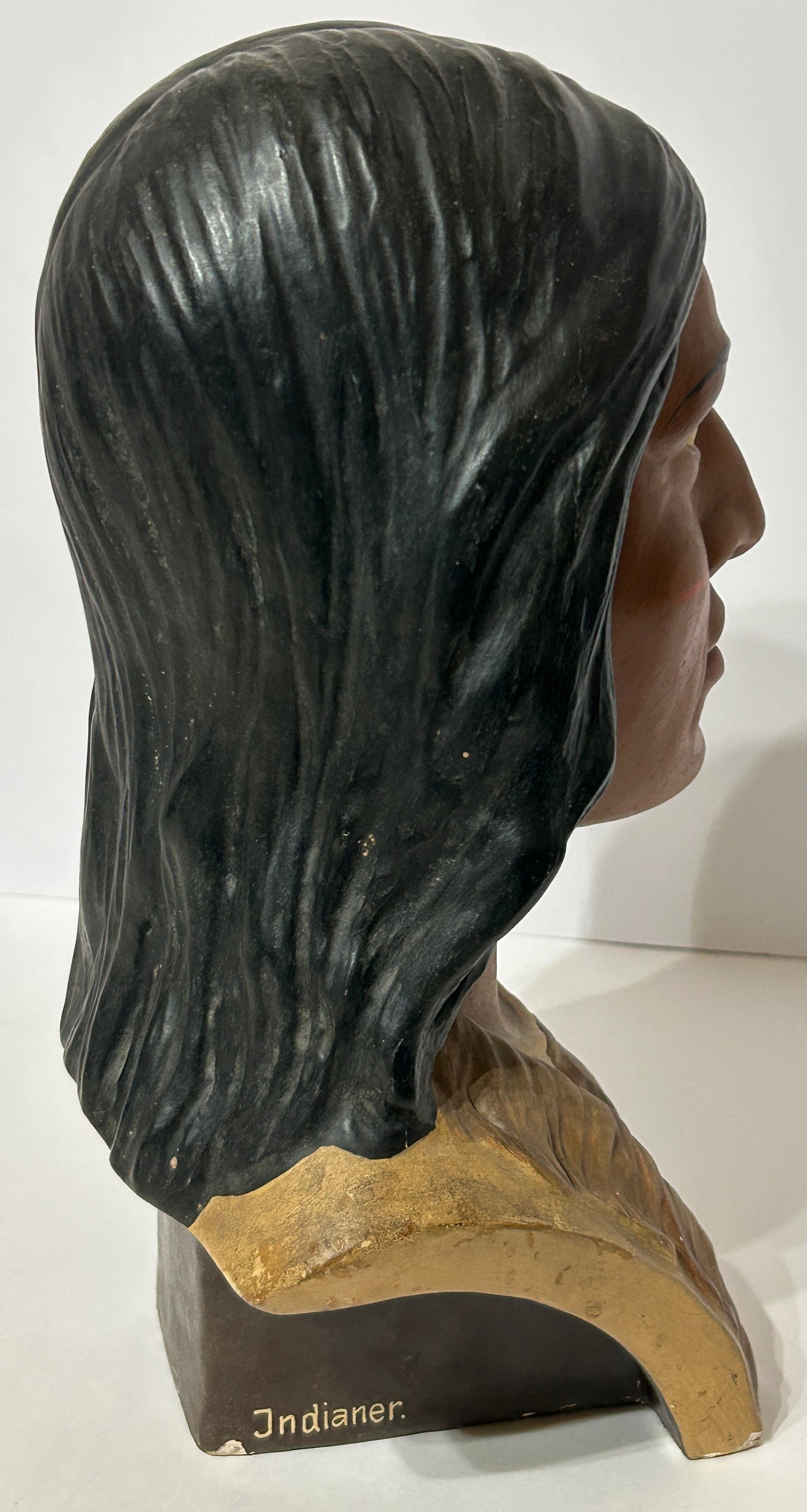 ANTIQUE PLASTER NATIVE AMERICAN "INDIANER" BUST