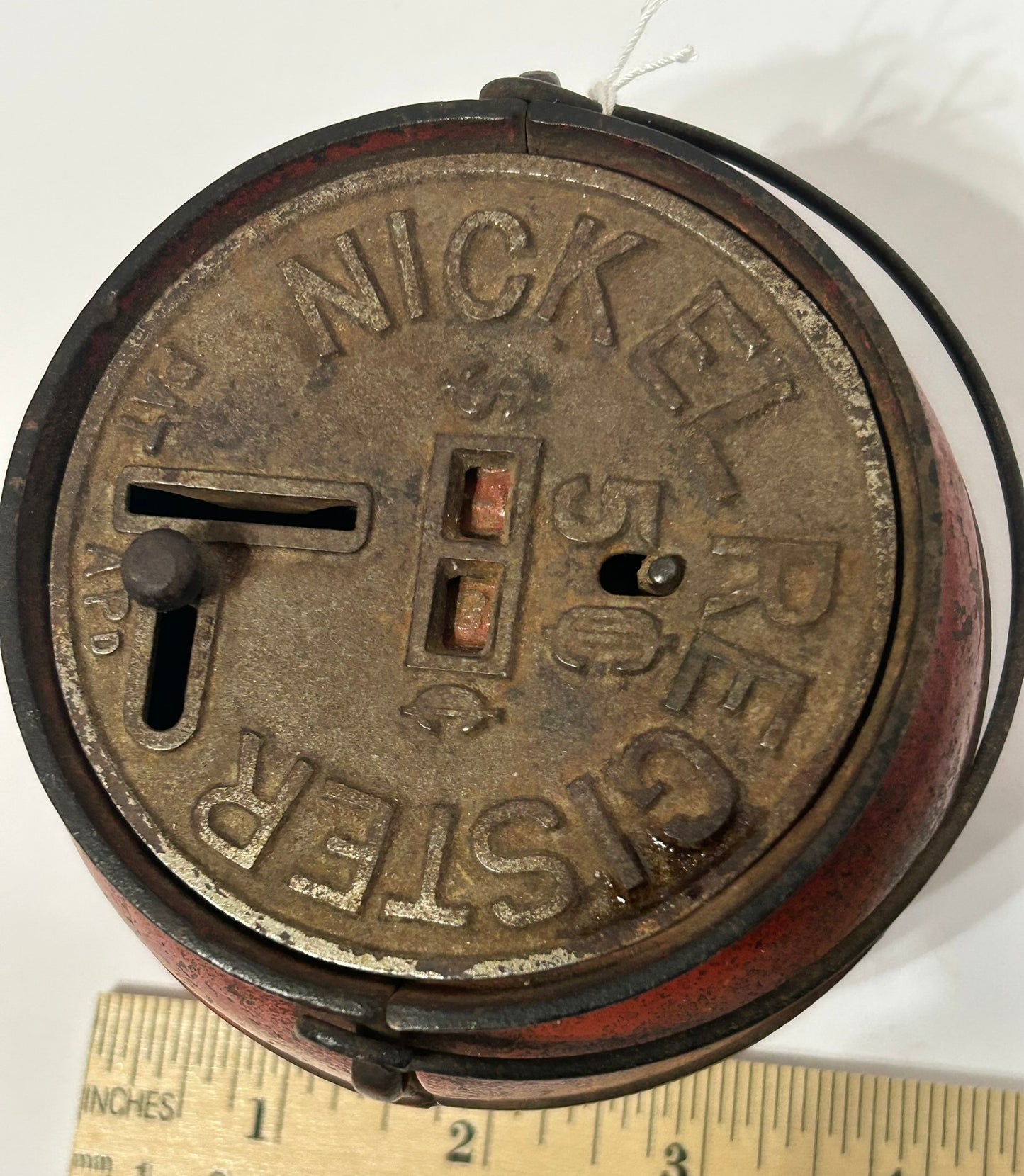 BEAN POT NICKEL REGISTER CAST IRON ANTIQUE STILL BANK