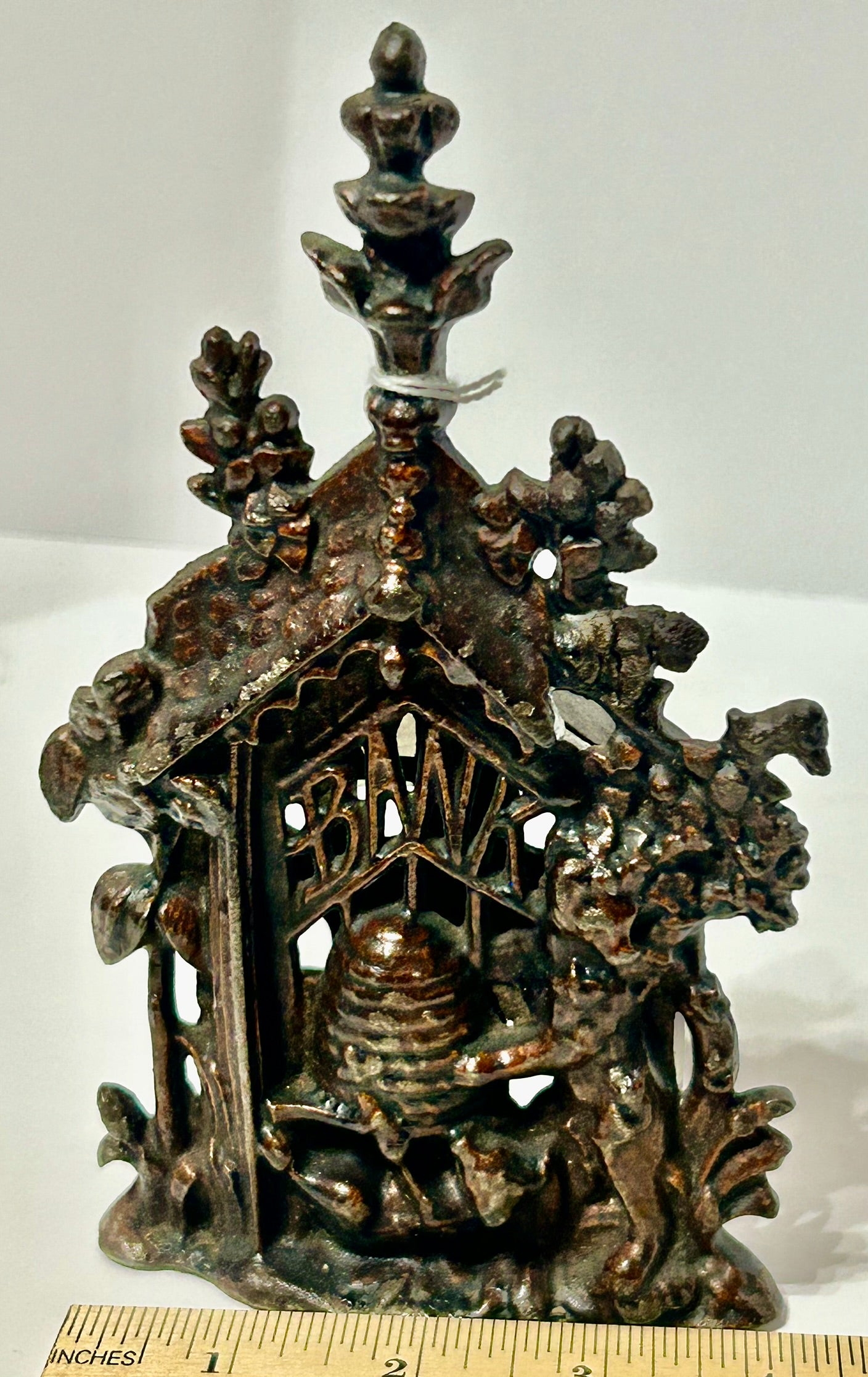 ANTIQUE IRON BANK BEAR & HONEY