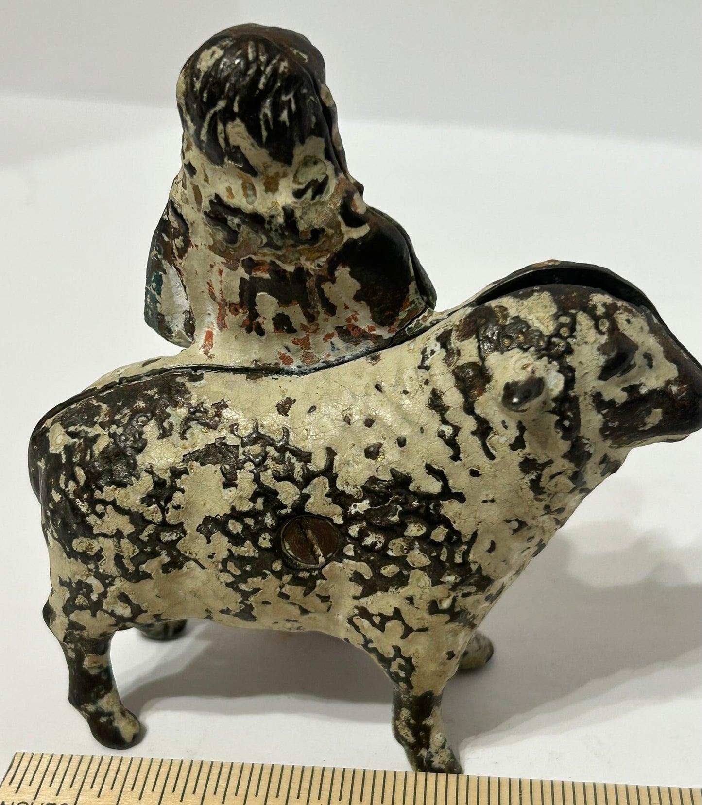 ANTIQUE MARY AND LAMB IRON STILL BANK