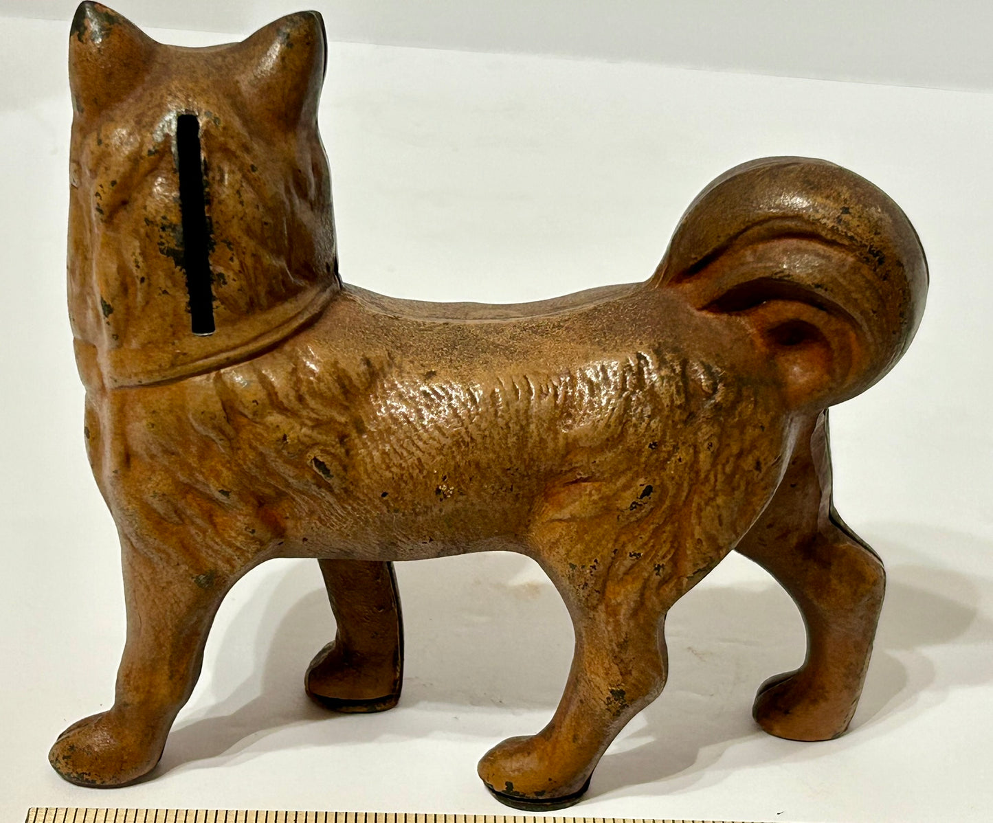 ANTIQUE HUSKEY DOG IRON BANK