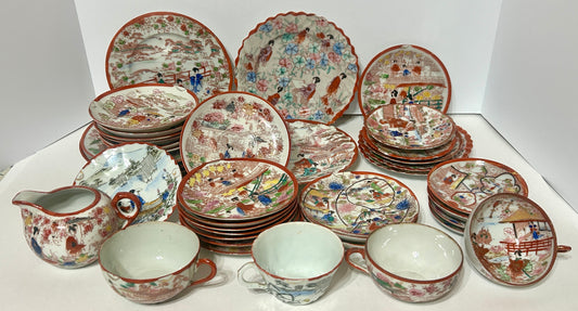 JAPANESE RED AND WHITE DINNERWARE MISC. PIECES FROM 1930'S- NO SHIPPING