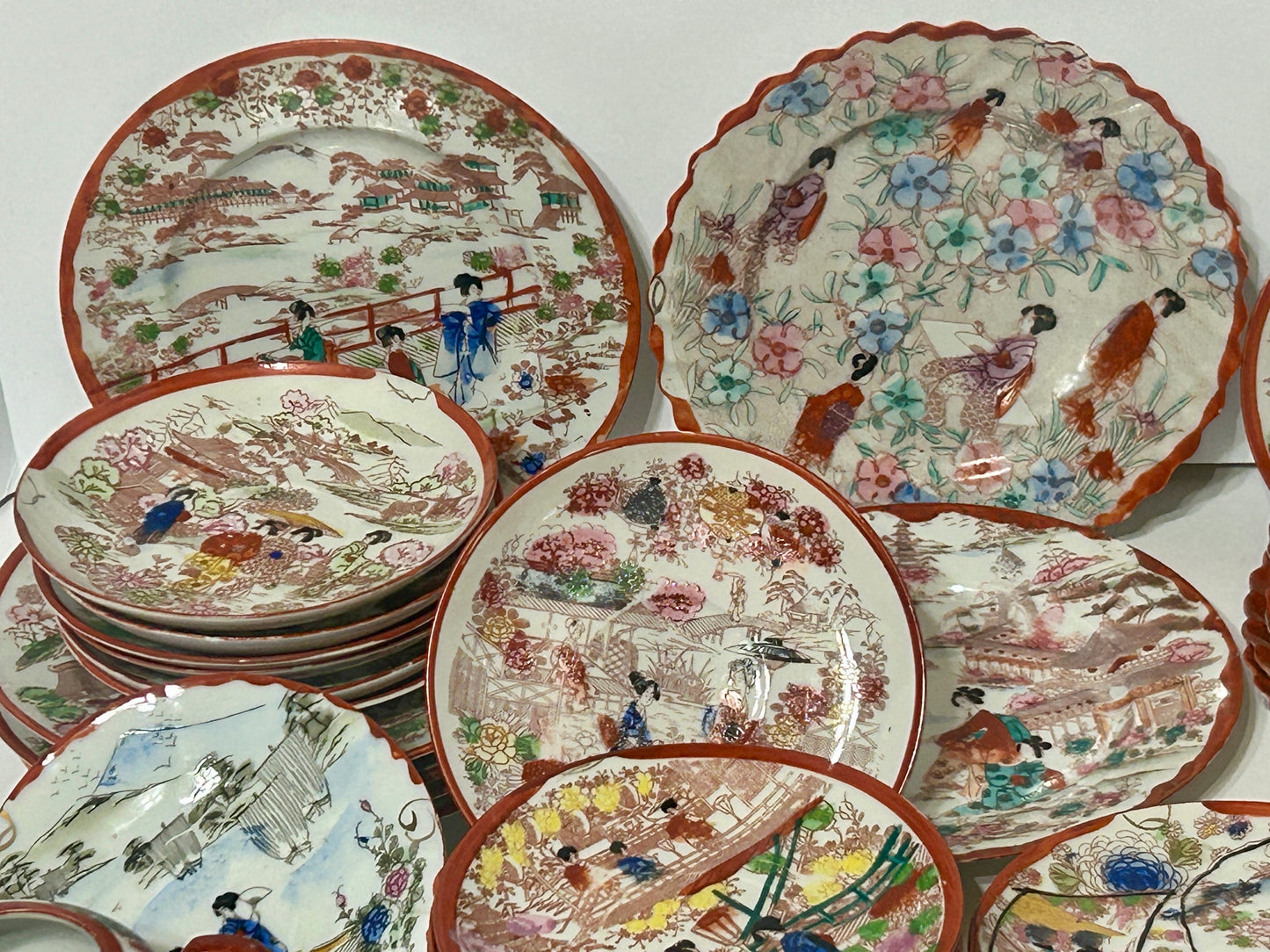 JAPANESE RED AND WHITE DINNERWARE MISC. PIECES FROM 1930'S- NO SHIPPING