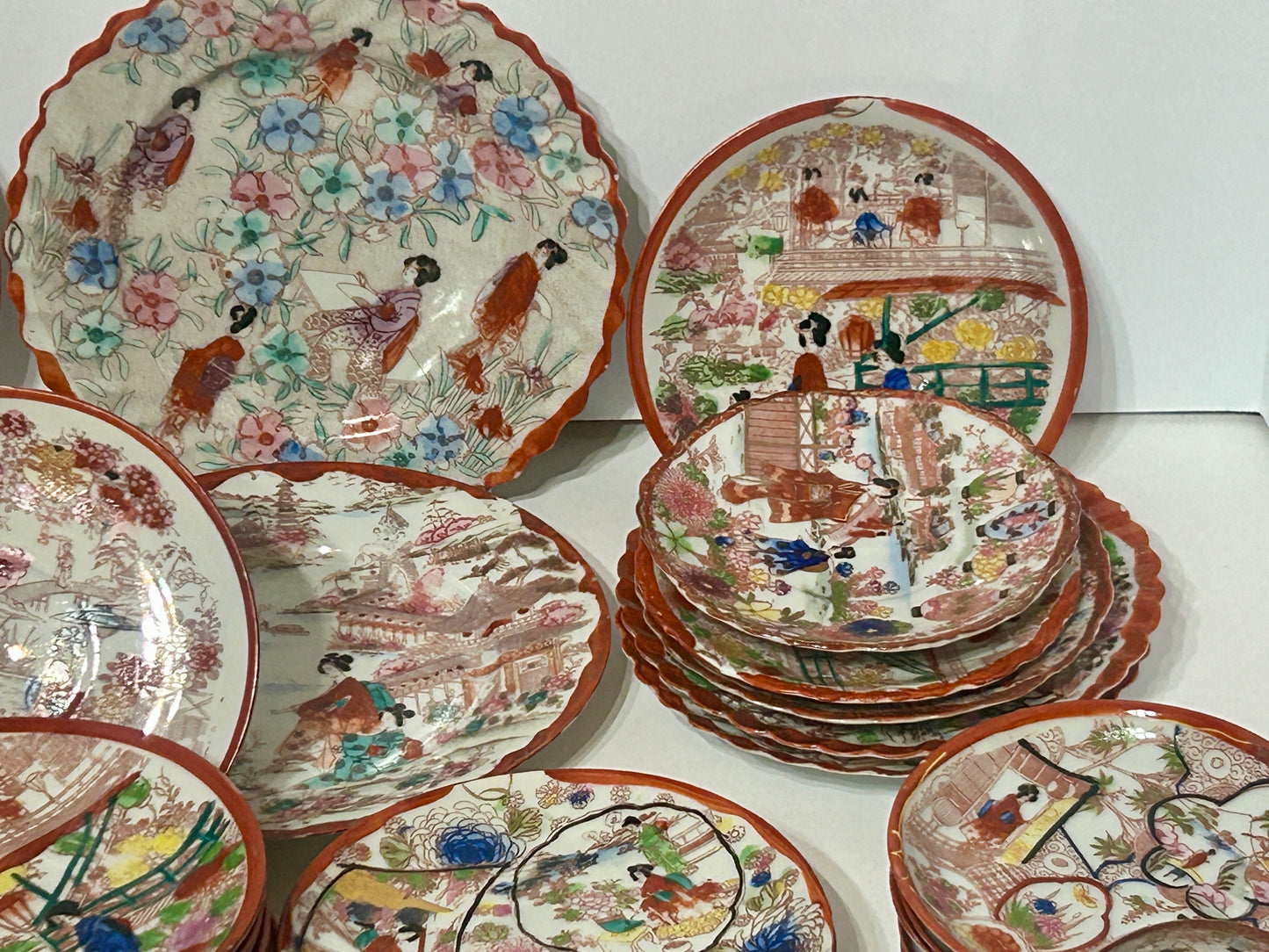 JAPANESE RED AND WHITE DINNERWARE MISC. PIECES FROM 1930'S- NO SHIPPING