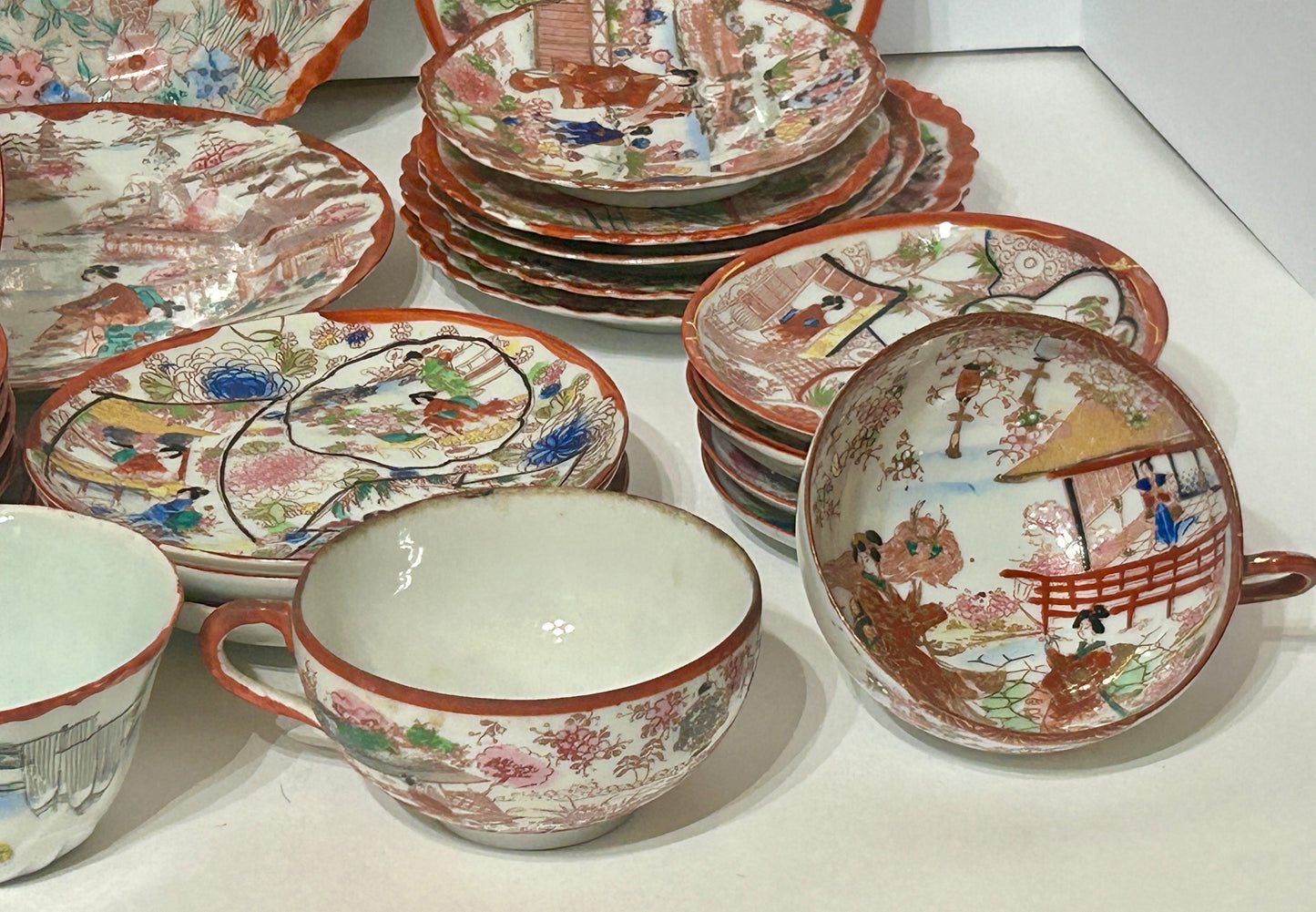 JAPANESE RED AND WHITE DINNERWARE MISC. PIECES FROM 1930'S- NO SHIPPING
