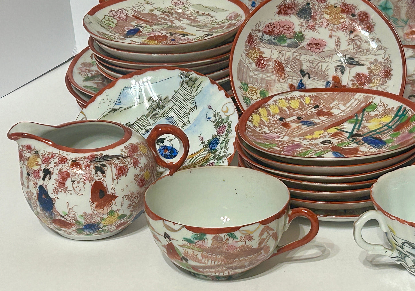 JAPANESE RED AND WHITE DINNERWARE MISC. PIECES FROM 1930'S- NO SHIPPING