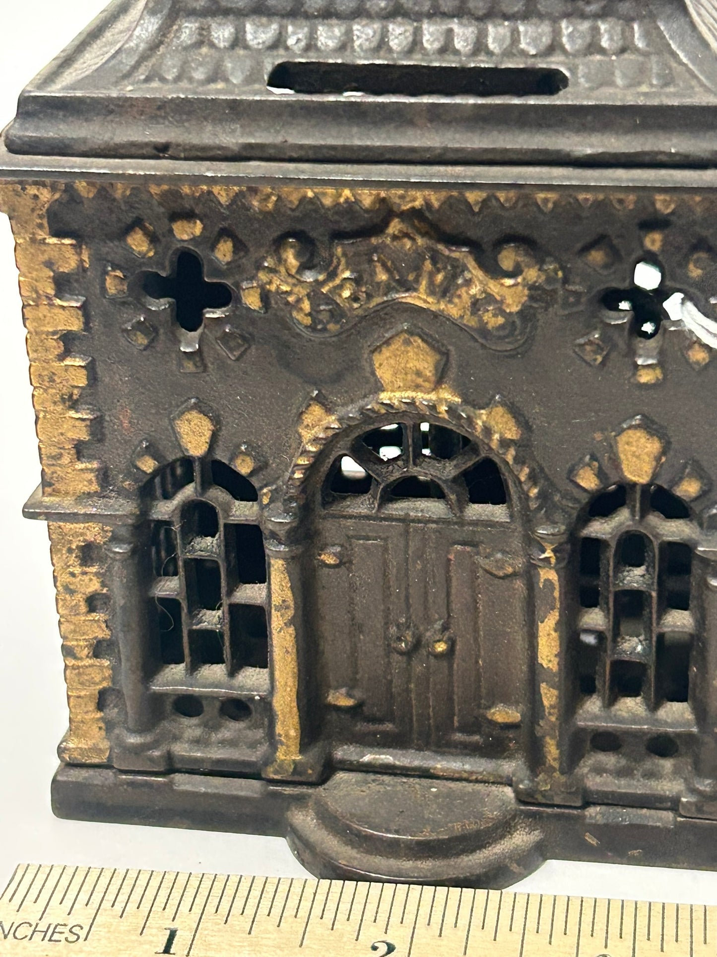 ANTIQUE CAST IRON "ROOF" SAVINGS BANK
