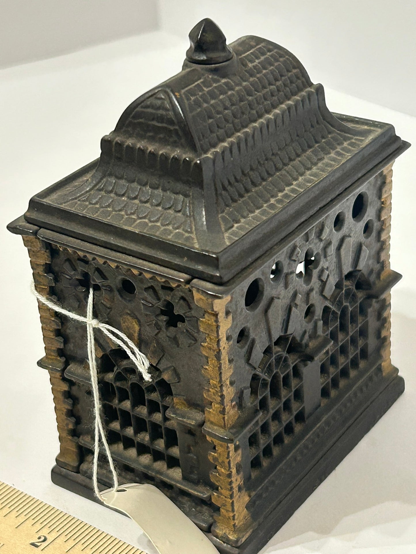 ANTIQUE CAST IRON "ROOF" SAVINGS BANK