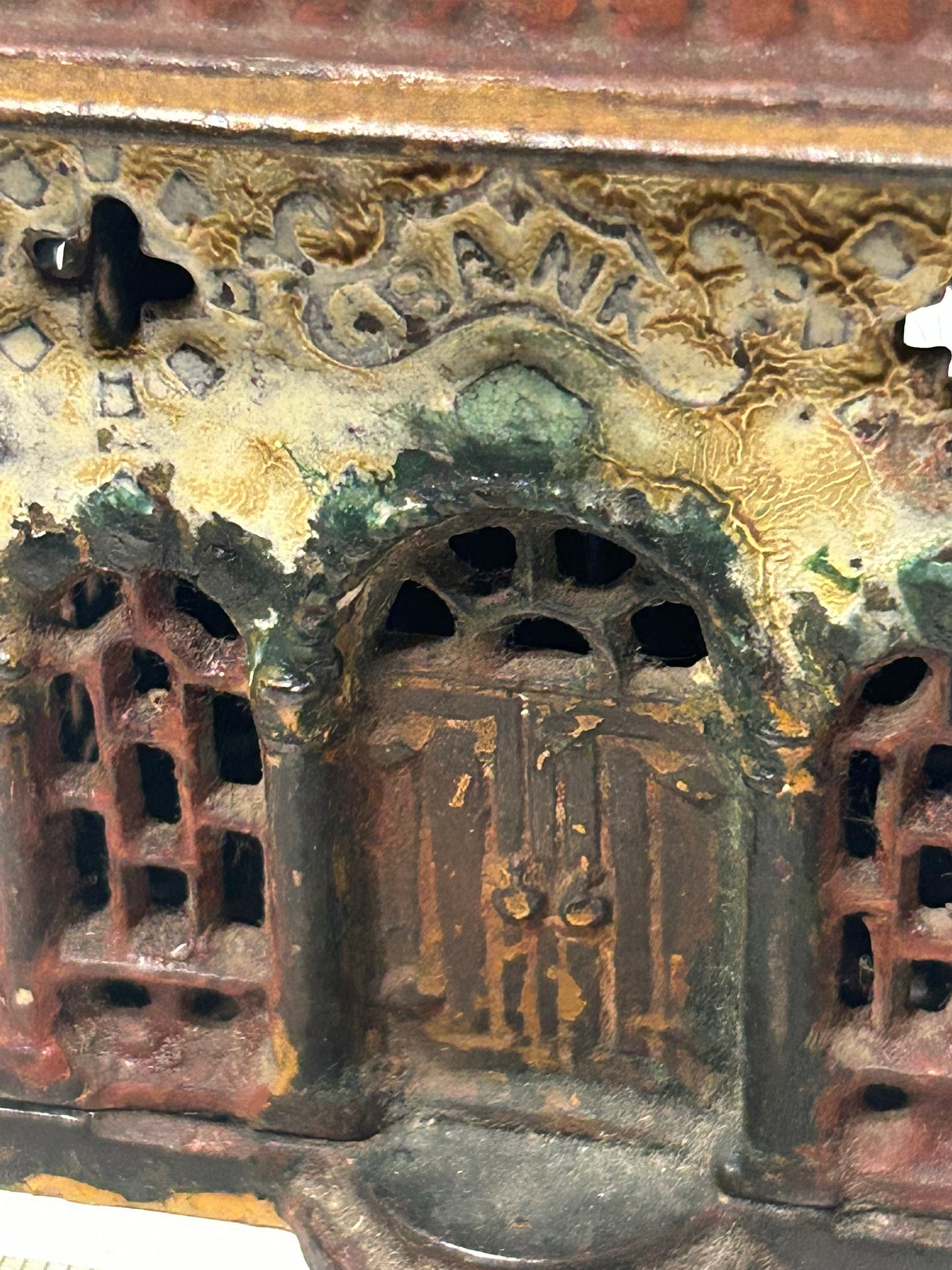 ANTIQUE CAST IRON BANK BUILDING BANK