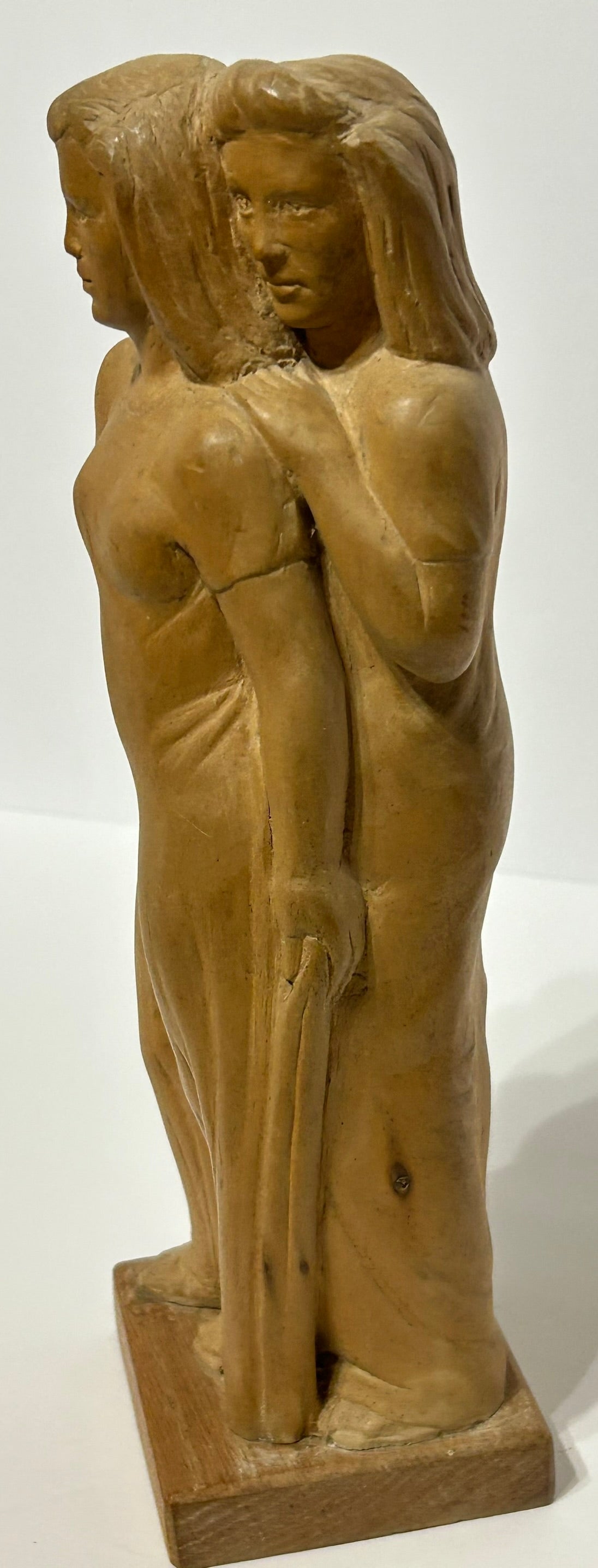 CARVING OF TWO WOMEN CIRCA 1930'S WPA  STYLE