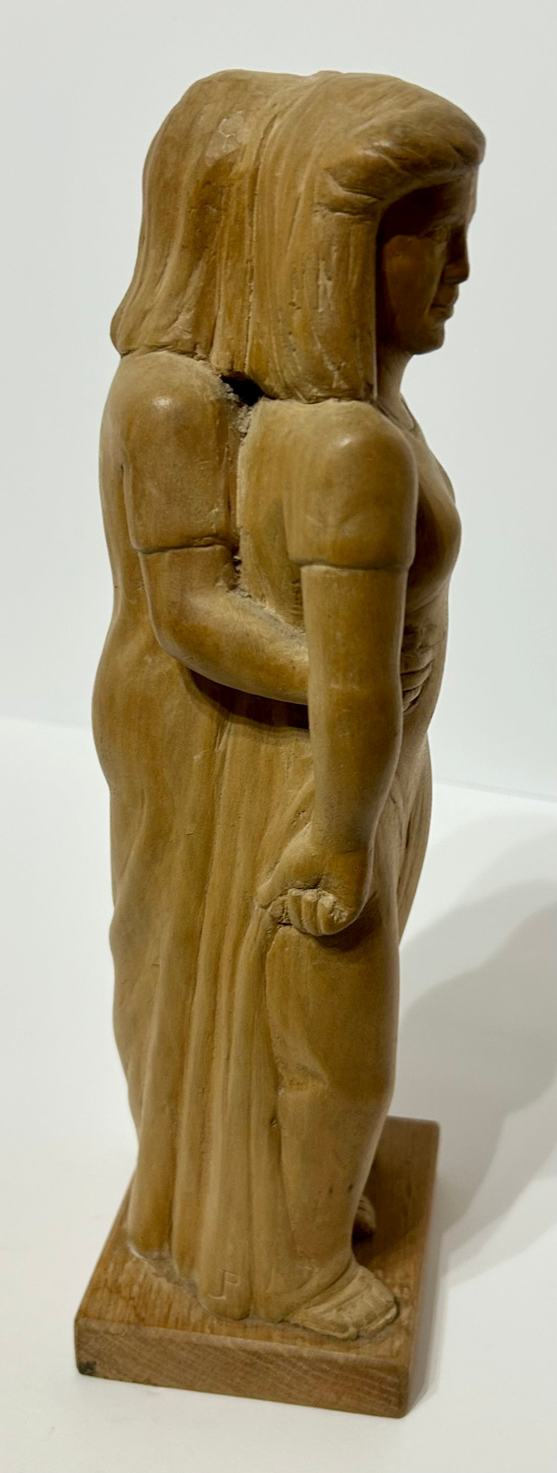CARVING OF TWO WOMEN CIRCA 1930'S WPA  STYLE
