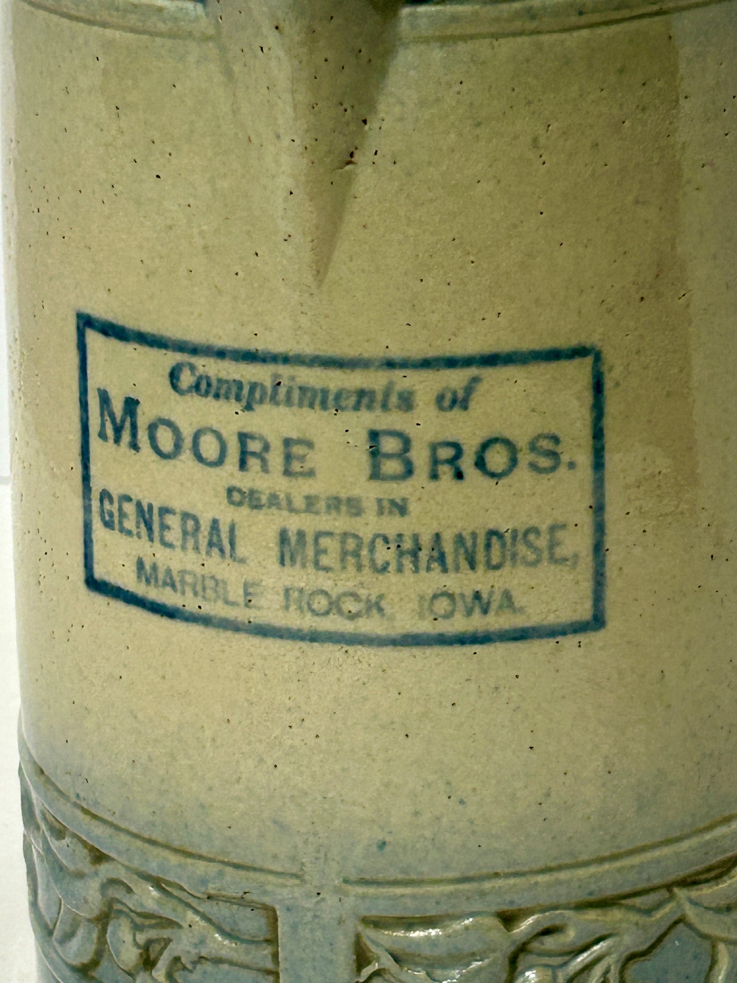 RED WING IOWA ADVERTISING CHERRY BAND STONEWARE PITCHER