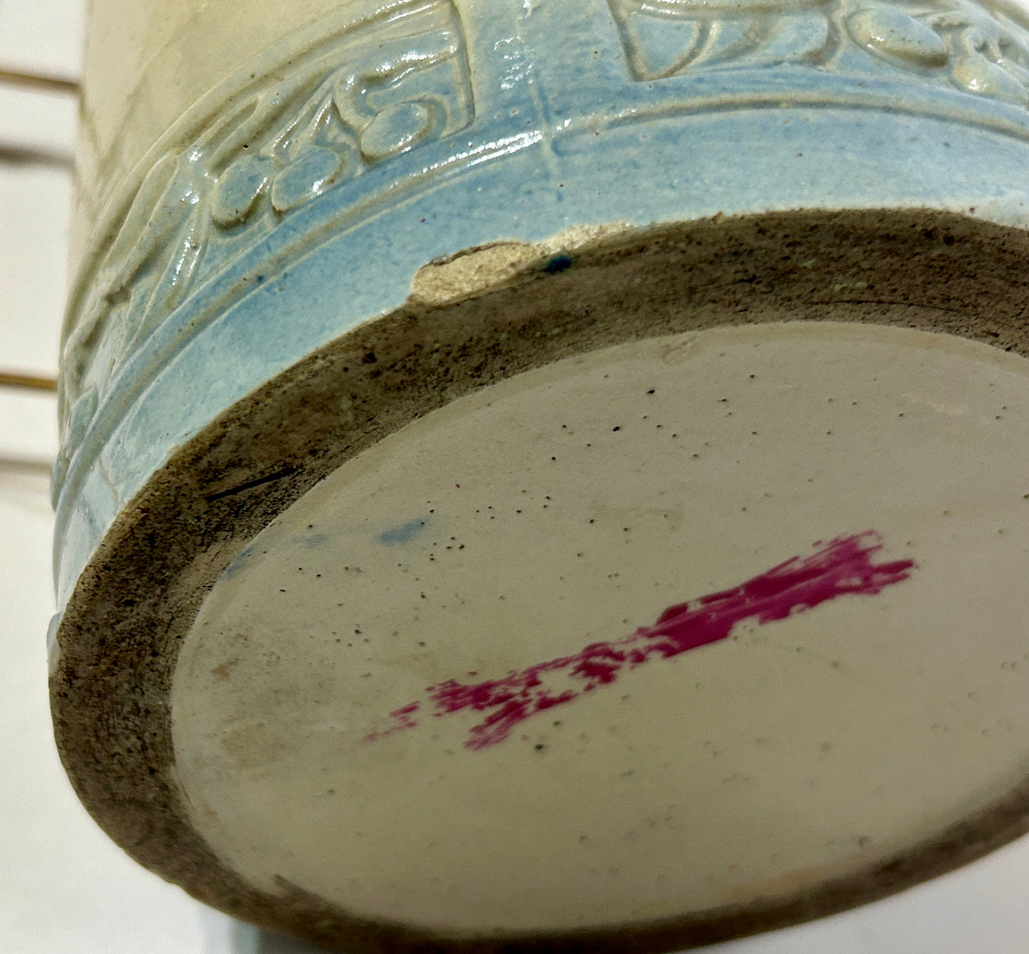 RED WING IOWA ADVERTISING CHERRY BAND STONEWARE PITCHER