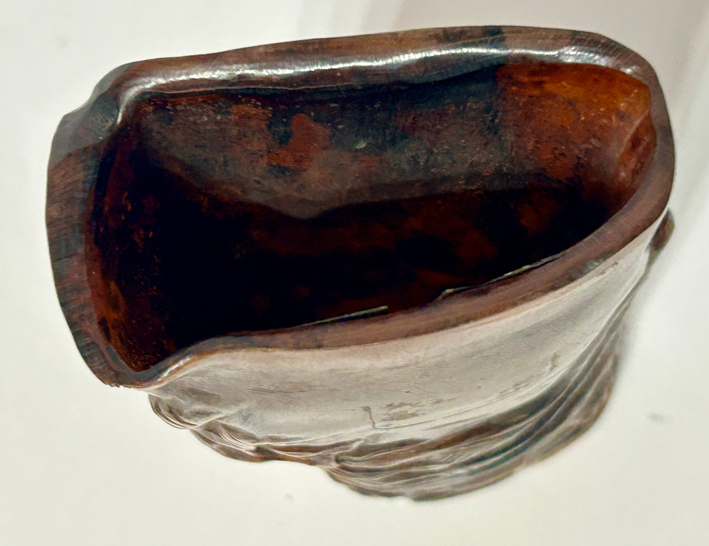 ANTIQUE CHINESE CARVED HORN LIBATION CUP