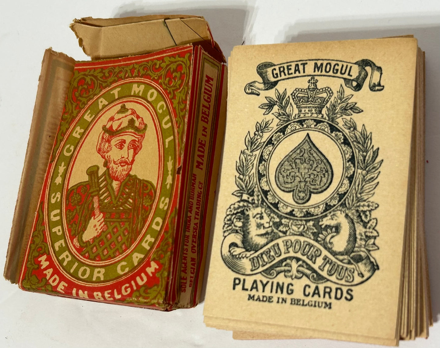 ANTIQUE PLAYING CARDS GREAT MOGUL MADE IN BELGIUM