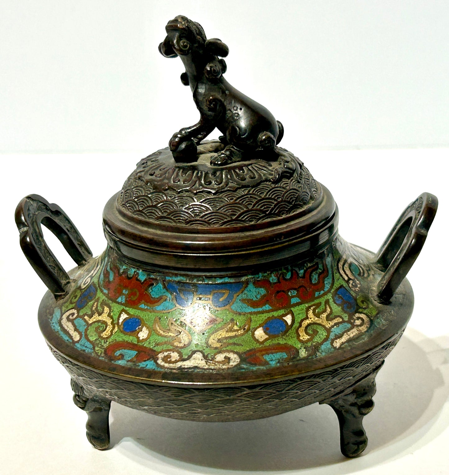 CHAMPLEVE EARLY BRONZE INCENSE BURNER