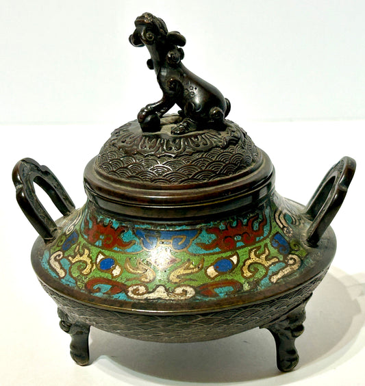 CHAMPLEVE EARLY BRONZE INCENSE BURNER