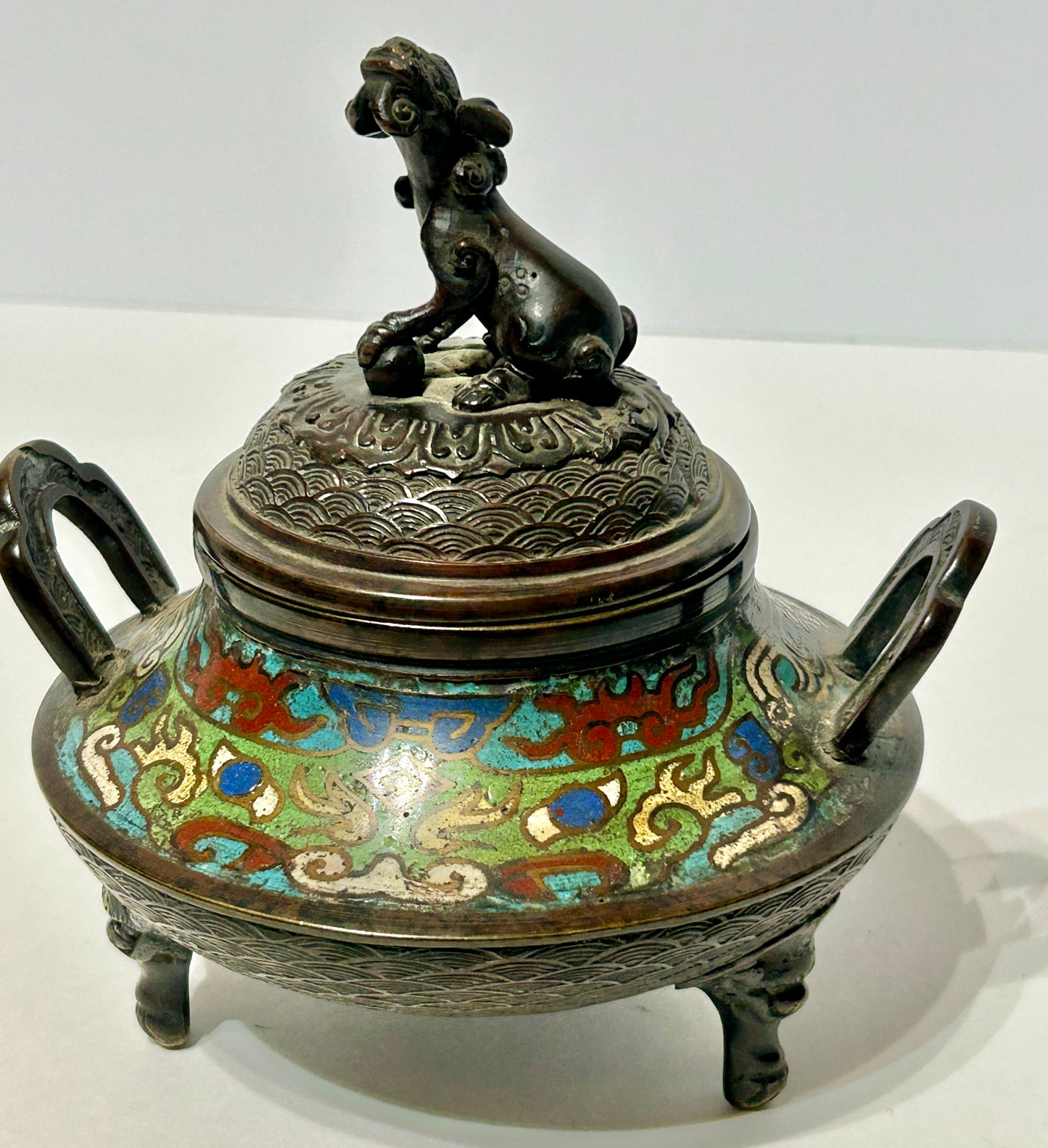 CHAMPLEVE EARLY BRONZE INCENSE BURNER