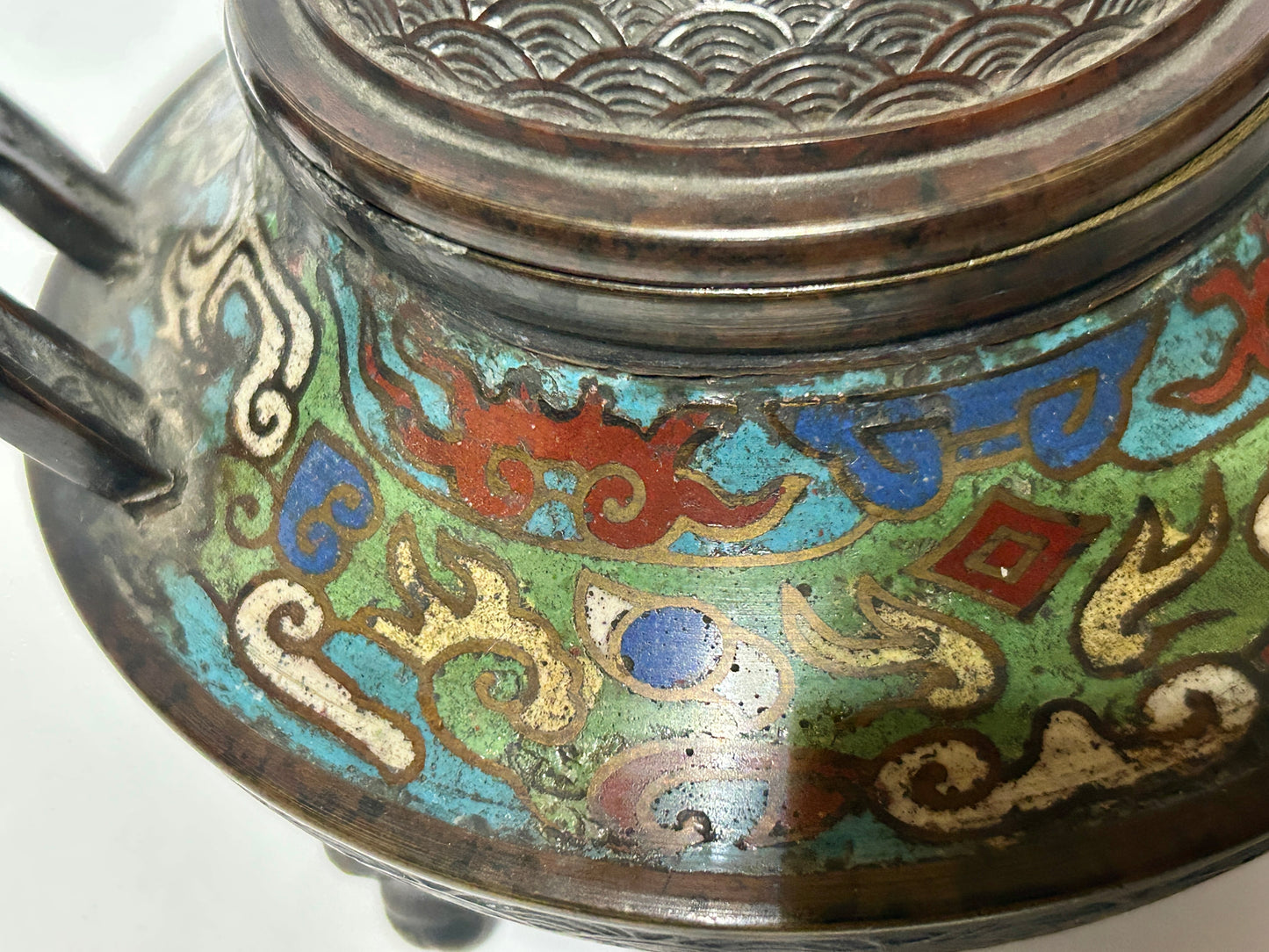 CHAMPLEVE EARLY BRONZE INCENSE BURNER