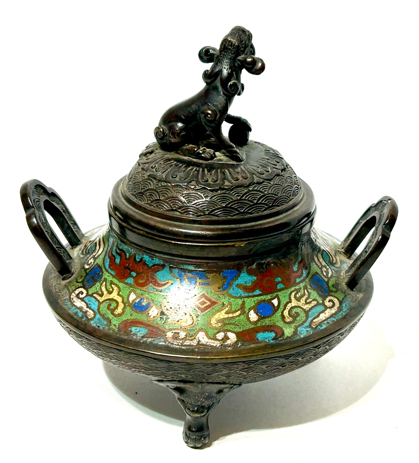 CHAMPLEVE EARLY BRONZE INCENSE BURNER