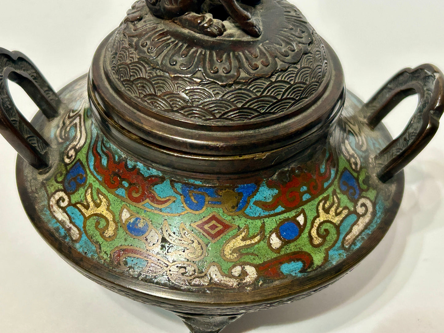 CHAMPLEVE EARLY BRONZE INCENSE BURNER
