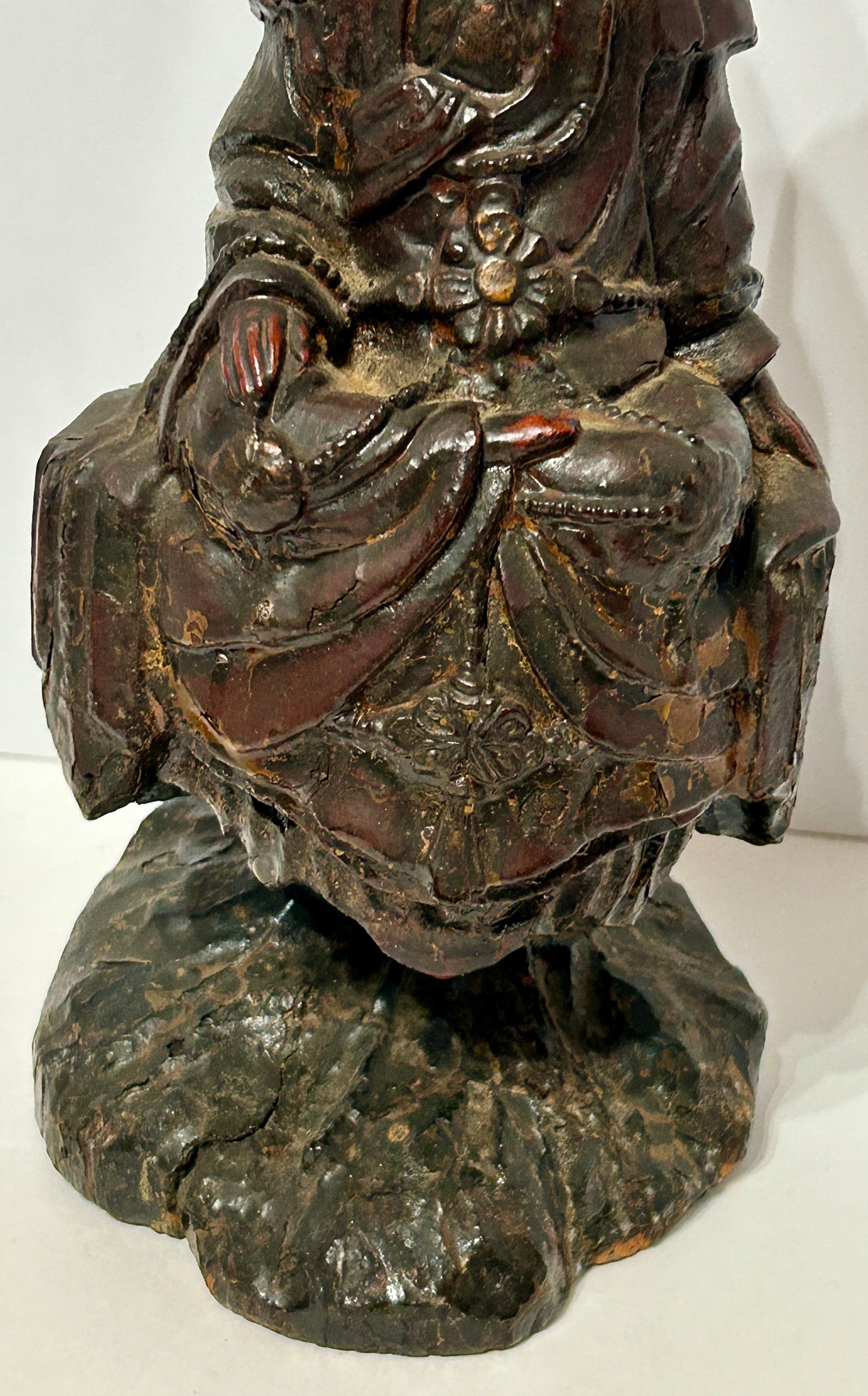 GUANYIN CARVED WOOD AND LACQUER FIGURE