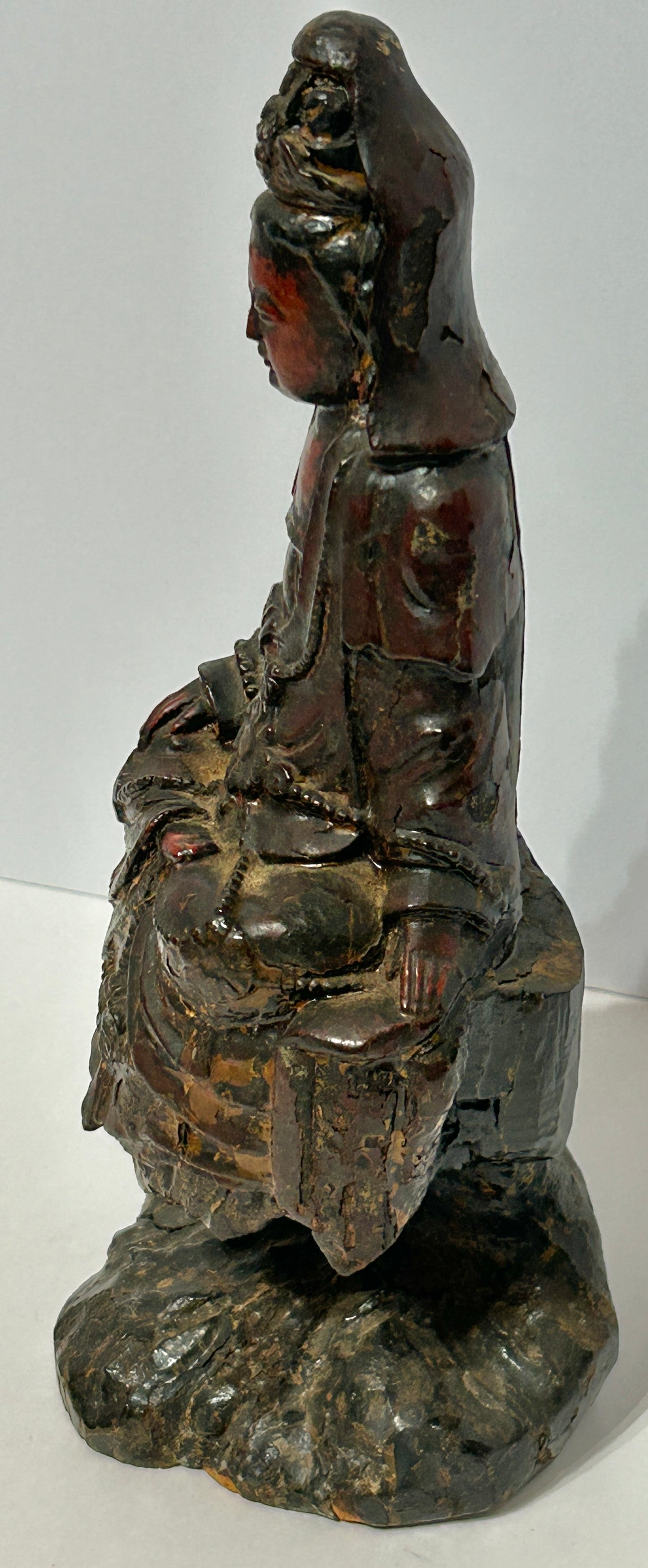 GUANYIN CARVED WOOD AND LACQUER FIGURE