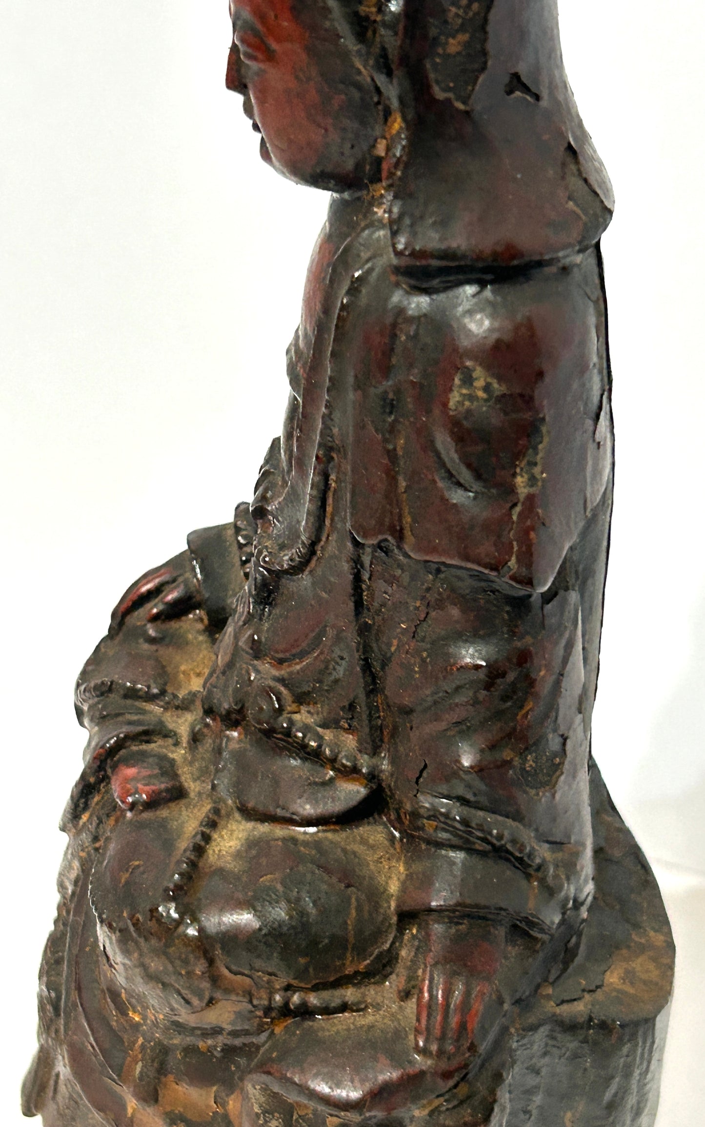 GUANYIN CARVED WOOD AND LACQUER FIGURE