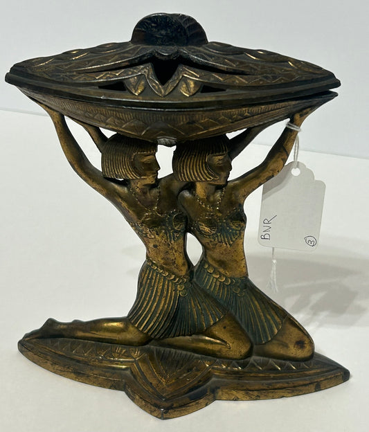 EGYPTIAN REVIVAL ART DECO TWIN LADIES INCENSE BURNER BY VANTINES FRANCE