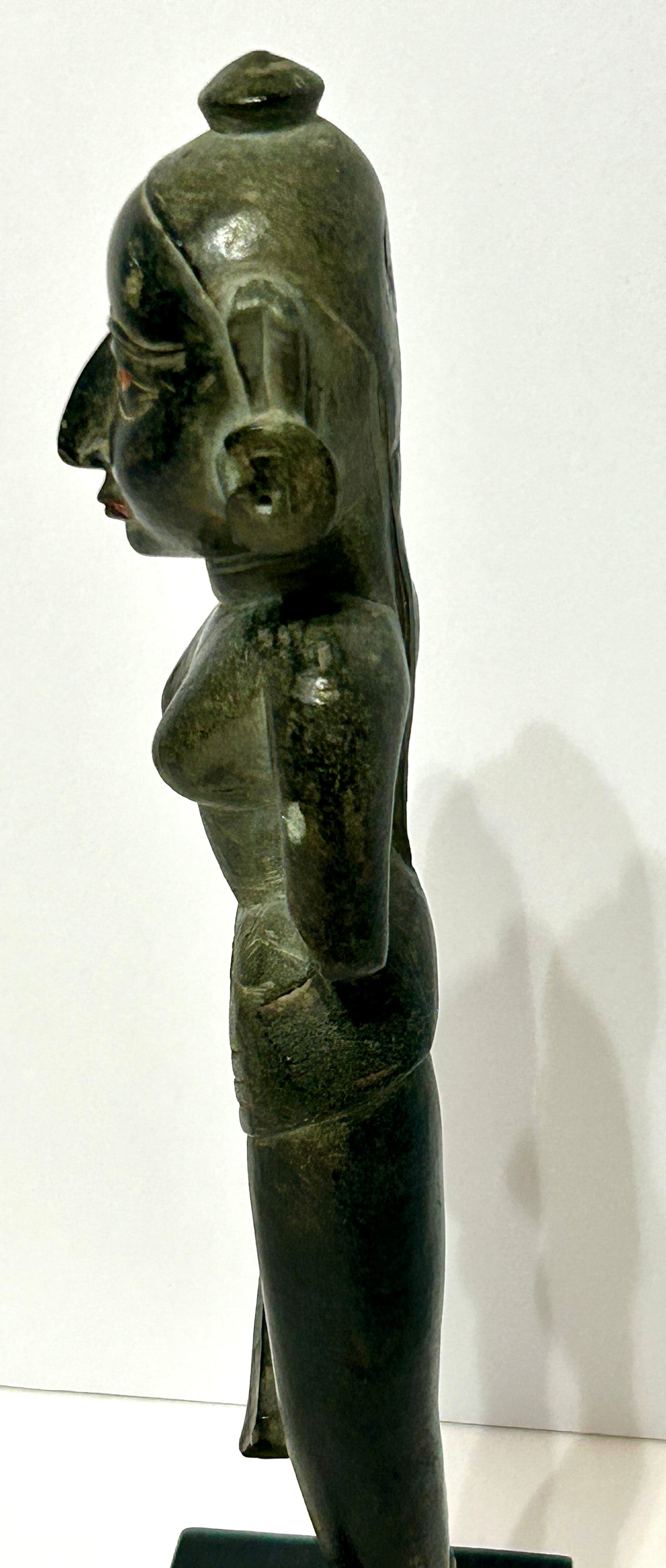 INDIA EARLY CARVED BLACK STONE SCHIST FIGURE