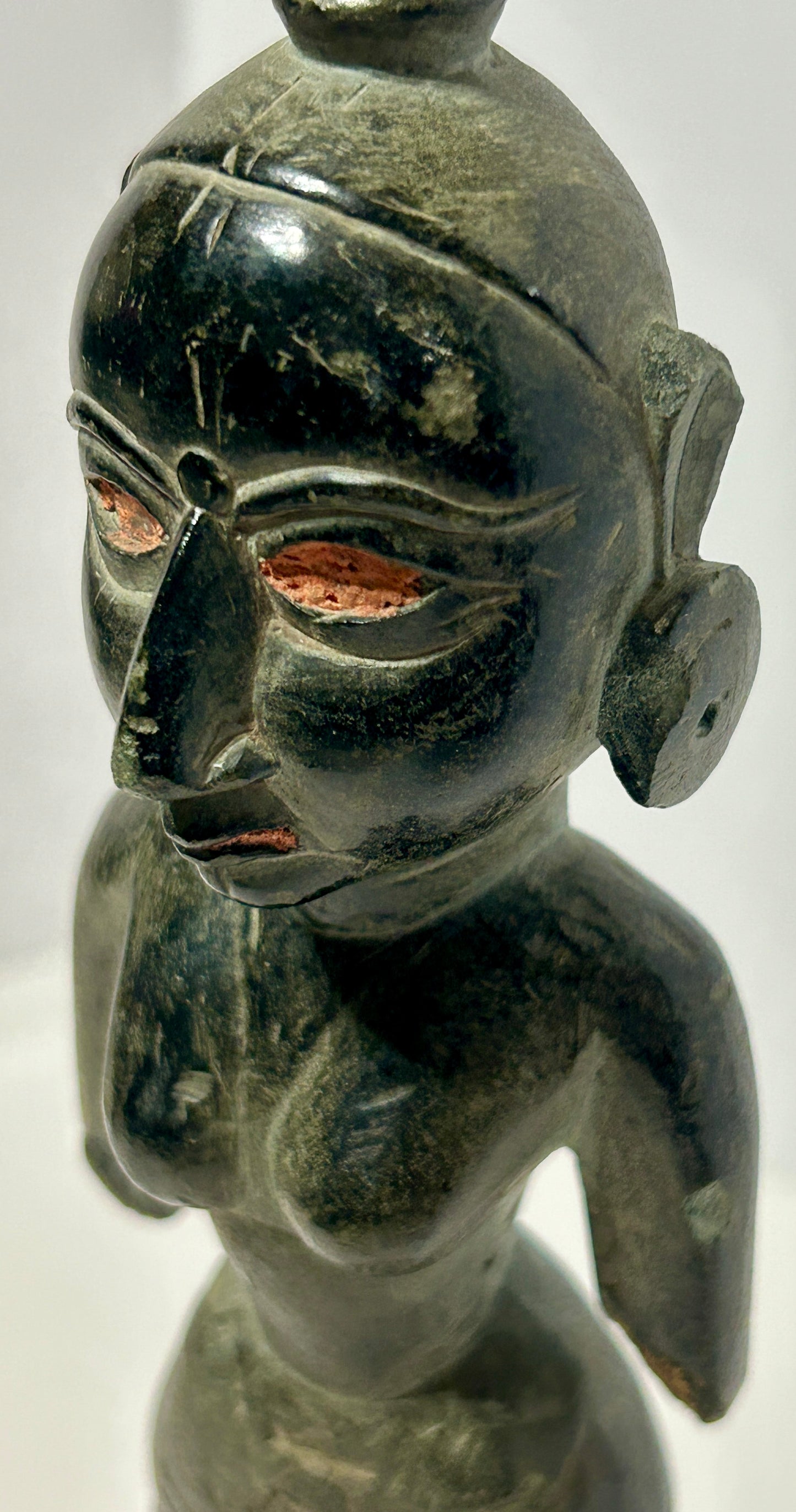 INDIA EARLY CARVED BLACK STONE SCHIST FIGURE