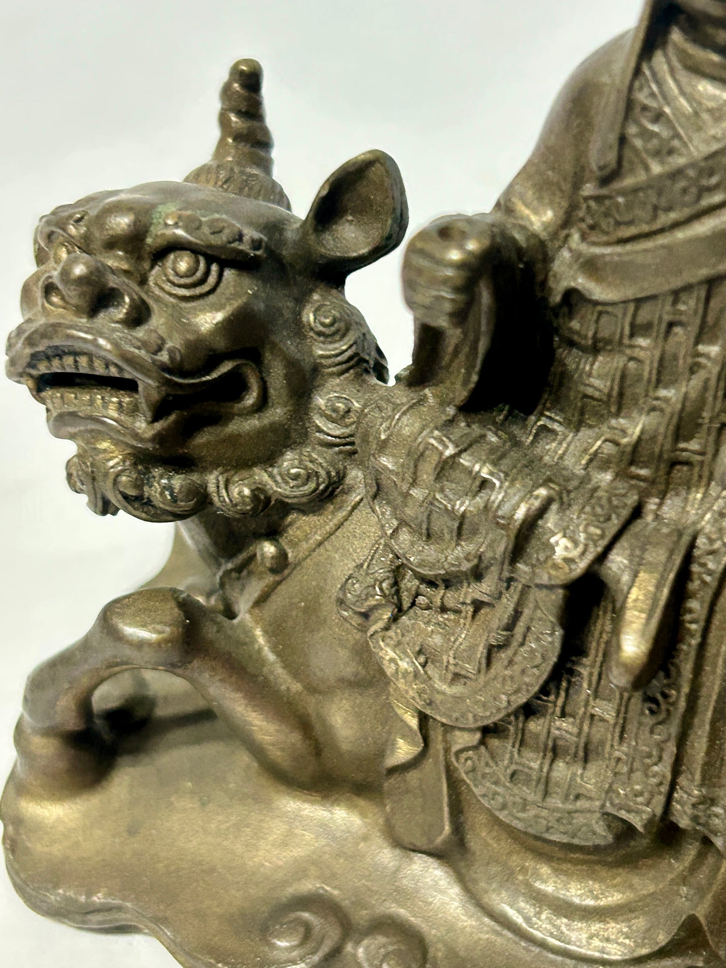 ANTIQUE ASIAN BRONZE MAN ON BEAST