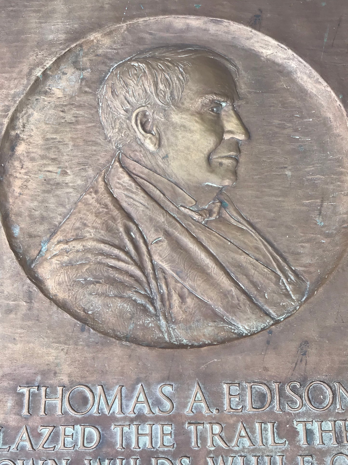 LARGE BRONZE PLAQUES OF EDISON, WASHINGTON, FRANKLIN, AND T. ROOSEVELT