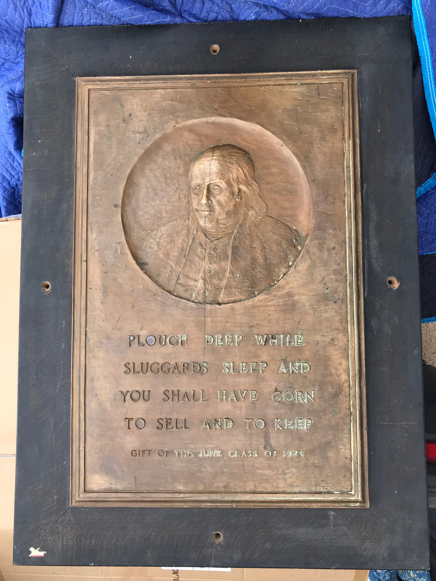 LLARGE BRONZE WALL PLAQUES OF T. ROOSEVELT, WASHINGTON, FRANKLIN, AND EDISON