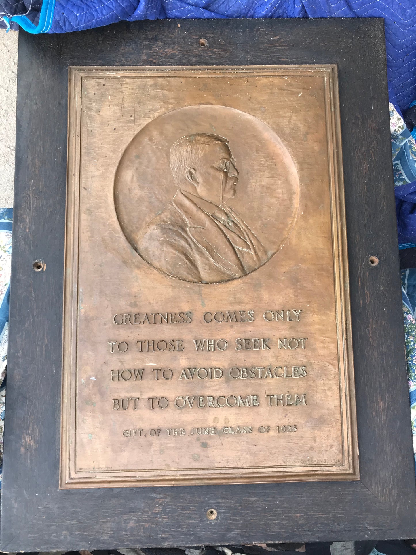 LARGE BRONZE PLAQUES OF EDISON, WASHINGTON, FRANKLIN, AND T. ROOSEVELT